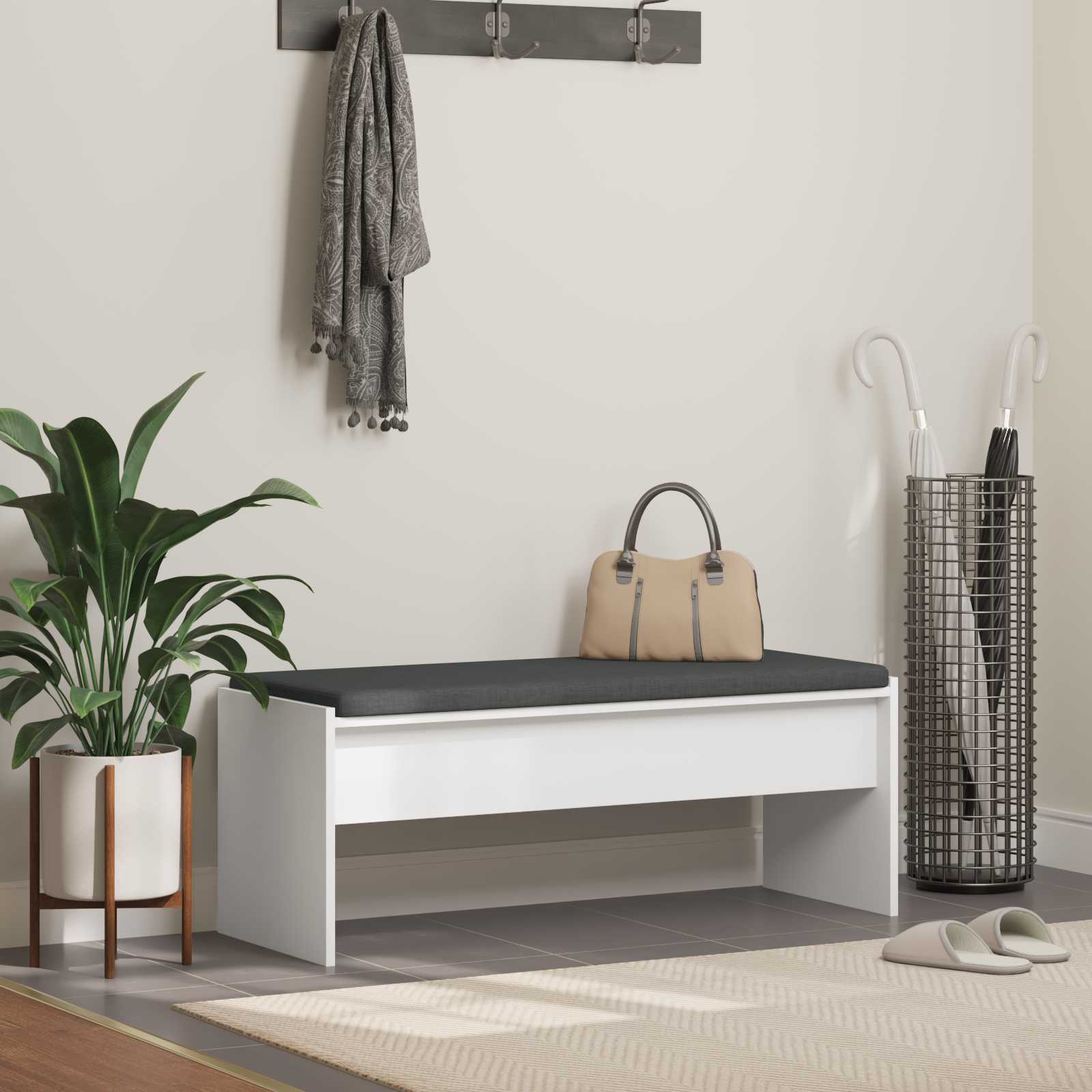 Banc d'entrée avec coussin Blanc 103 x 38 x 40 cm - XIOS