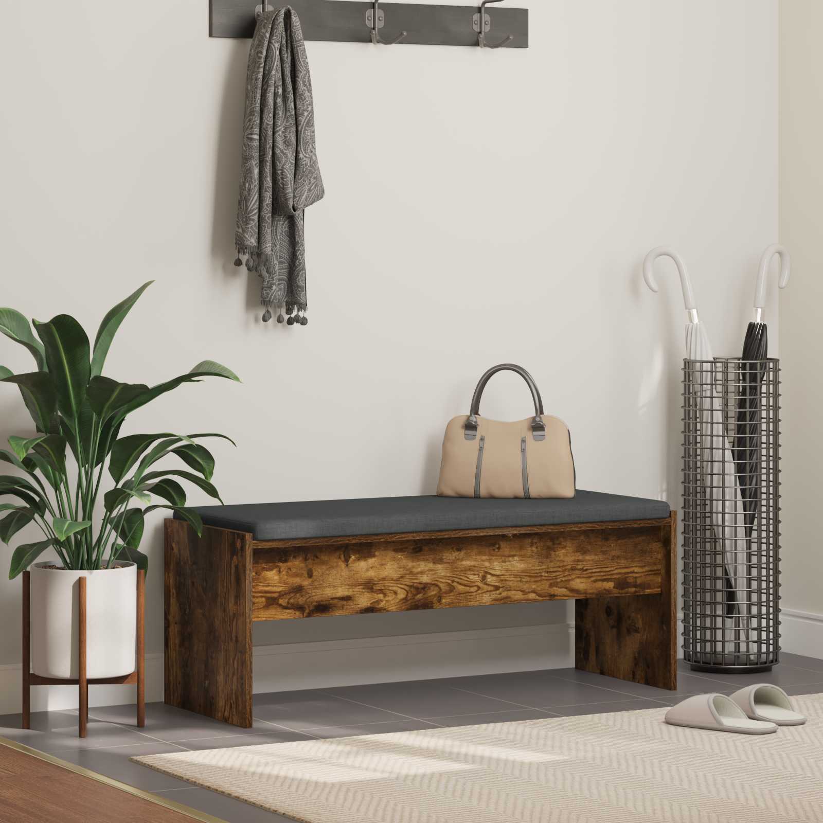 Banc d'entrée avec coussin Chêne fumé 103 x 38 x 40 cm - XIOS