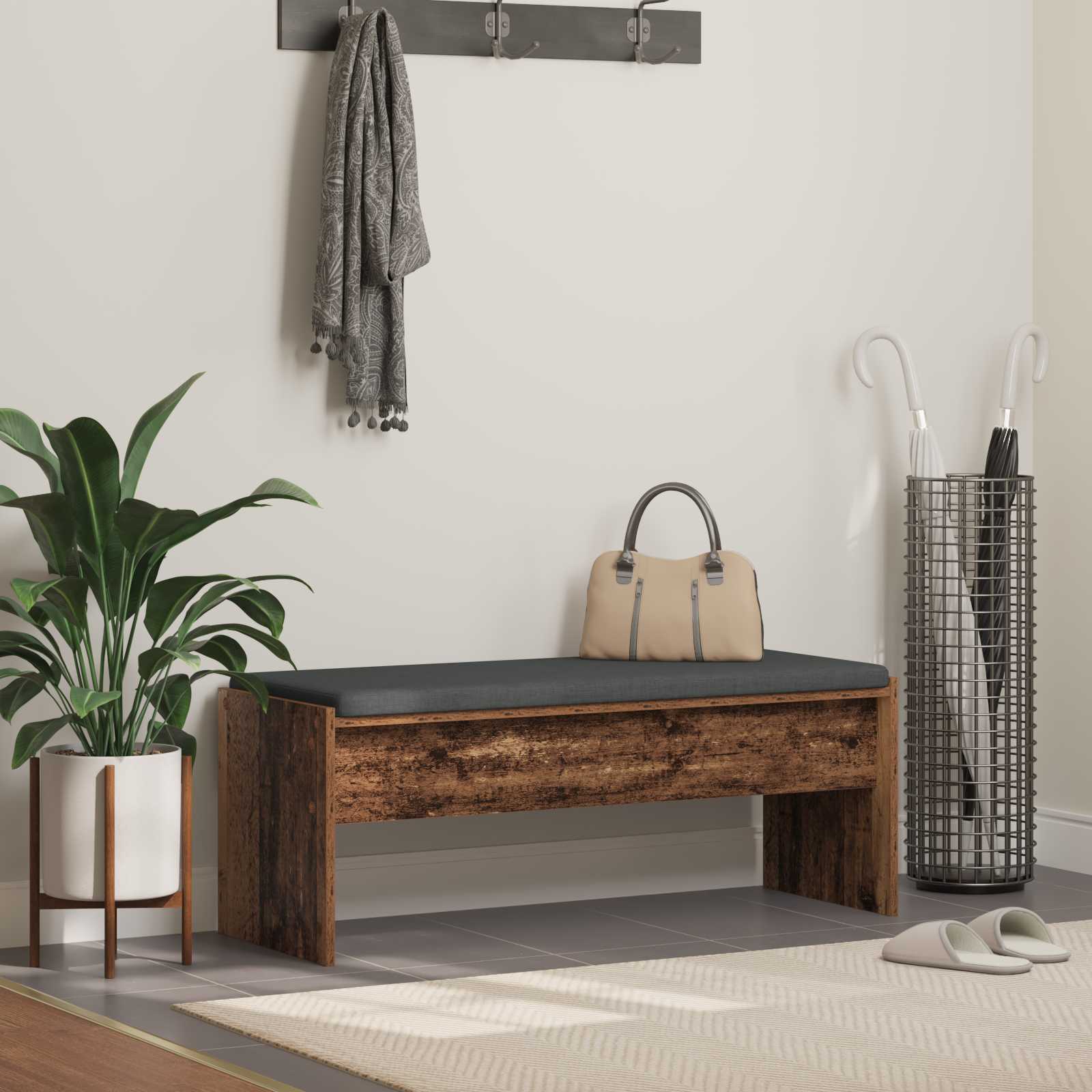 Banc d'entrée avec coussin Bois ancien 103 x 38 x 40 cm - XIOS