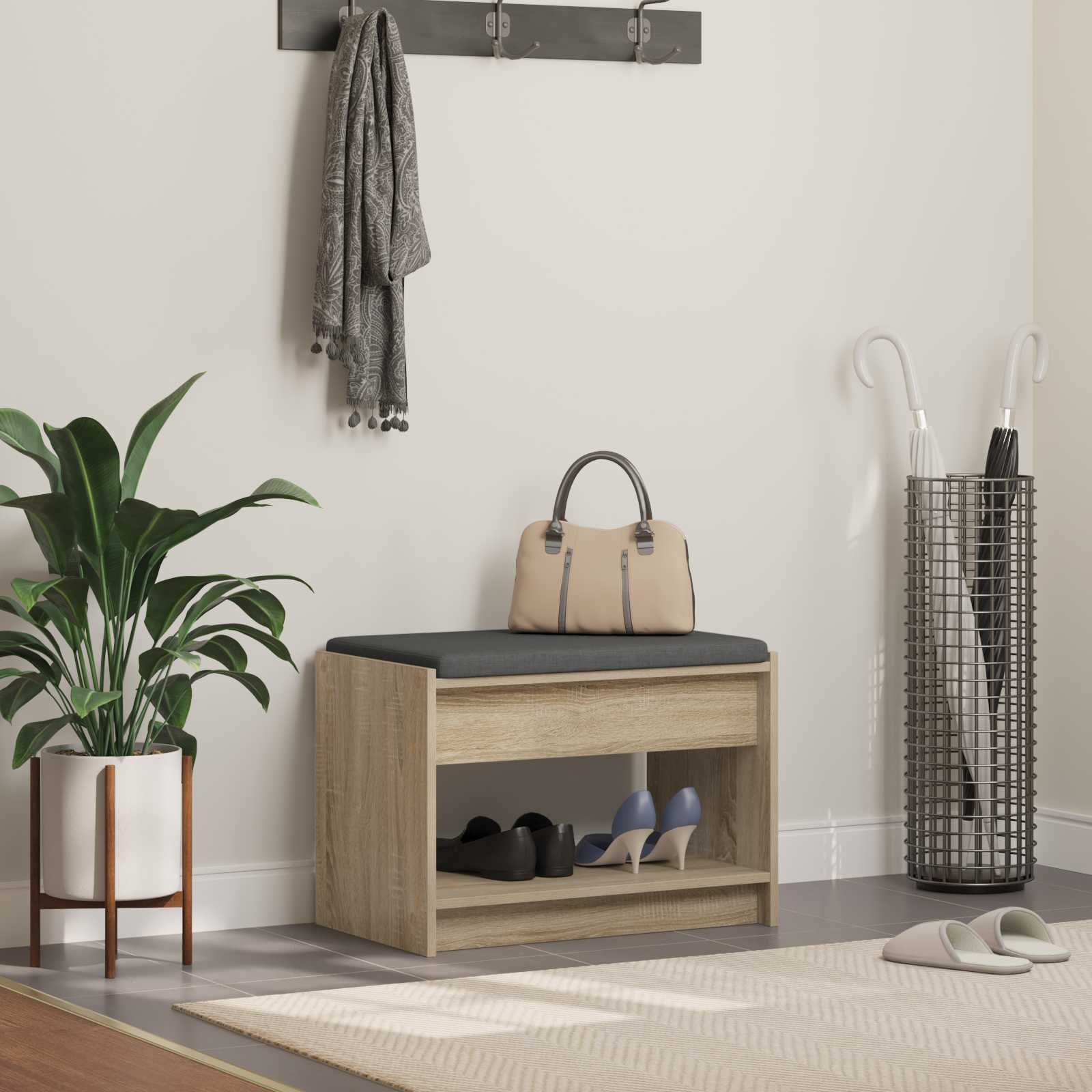 Banc d'entrée avec coussin Chêne Sonoma 63 x 38 x 45 cm - XIOS
