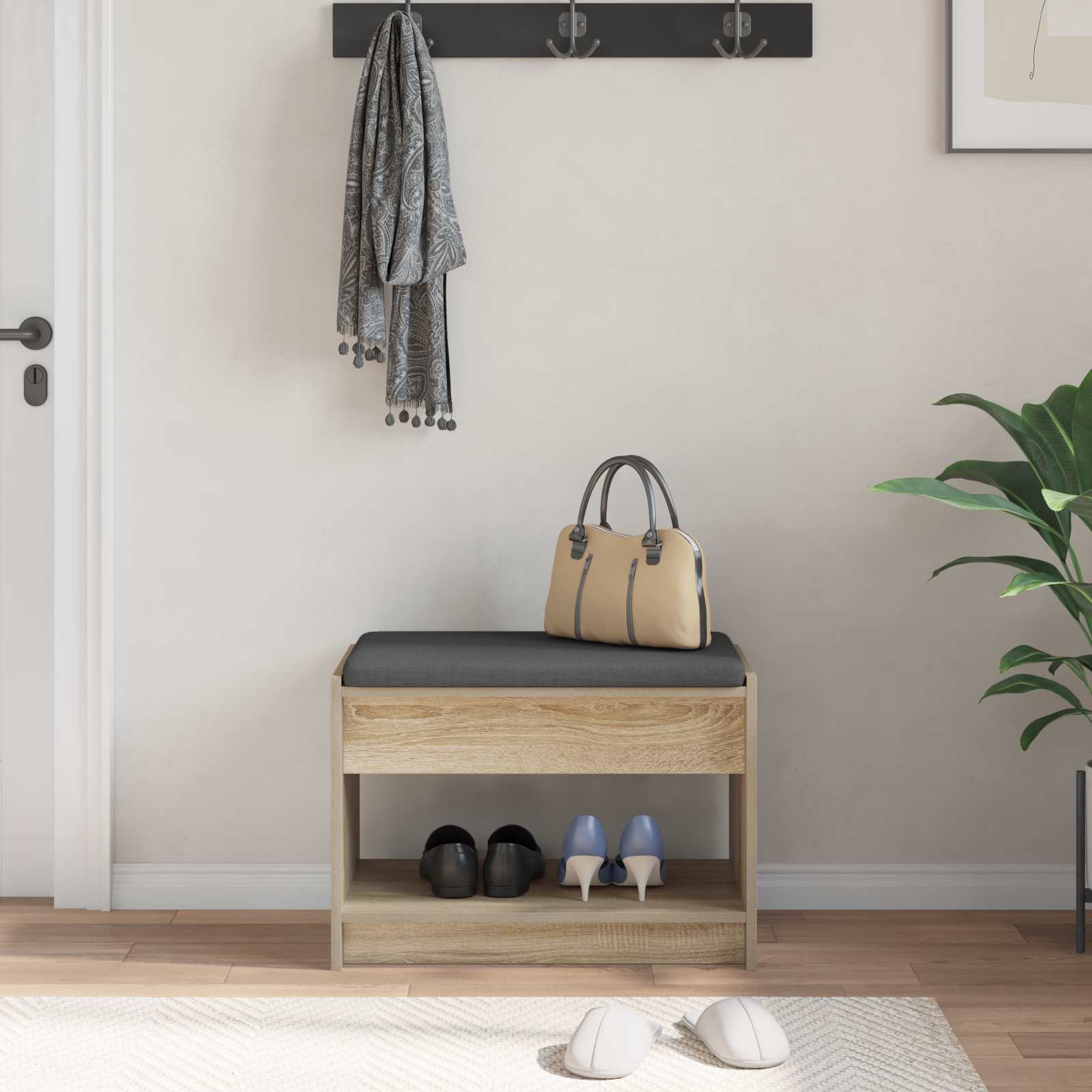 Banc d'entrée avec coussin Chêne Sonoma 63 x 38 x 45 cm - XIOS