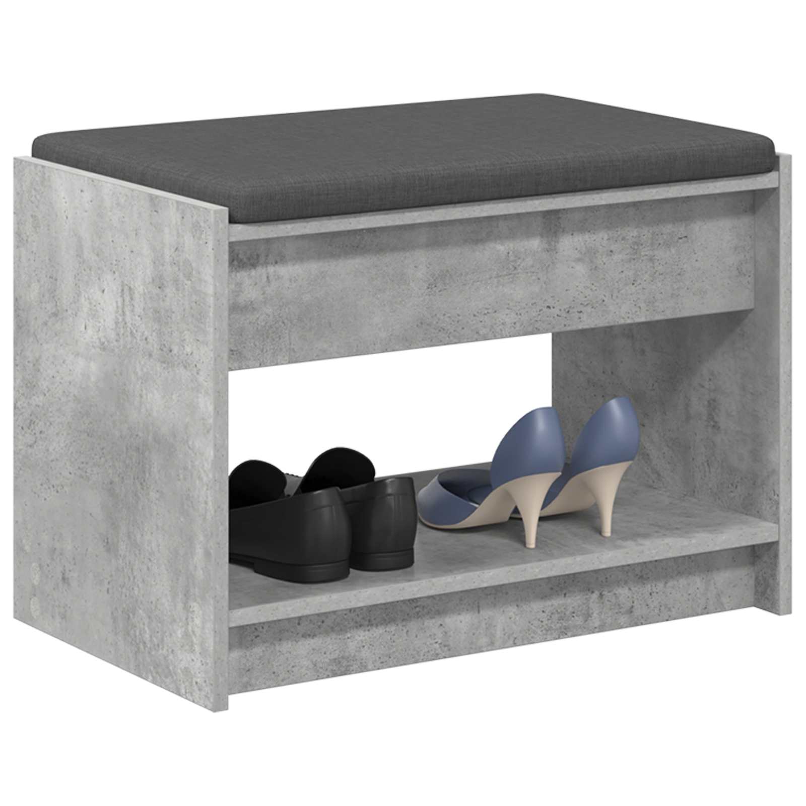 Banc d'entrée avec coussin Gris Béton 63 x 38 x 45 cm