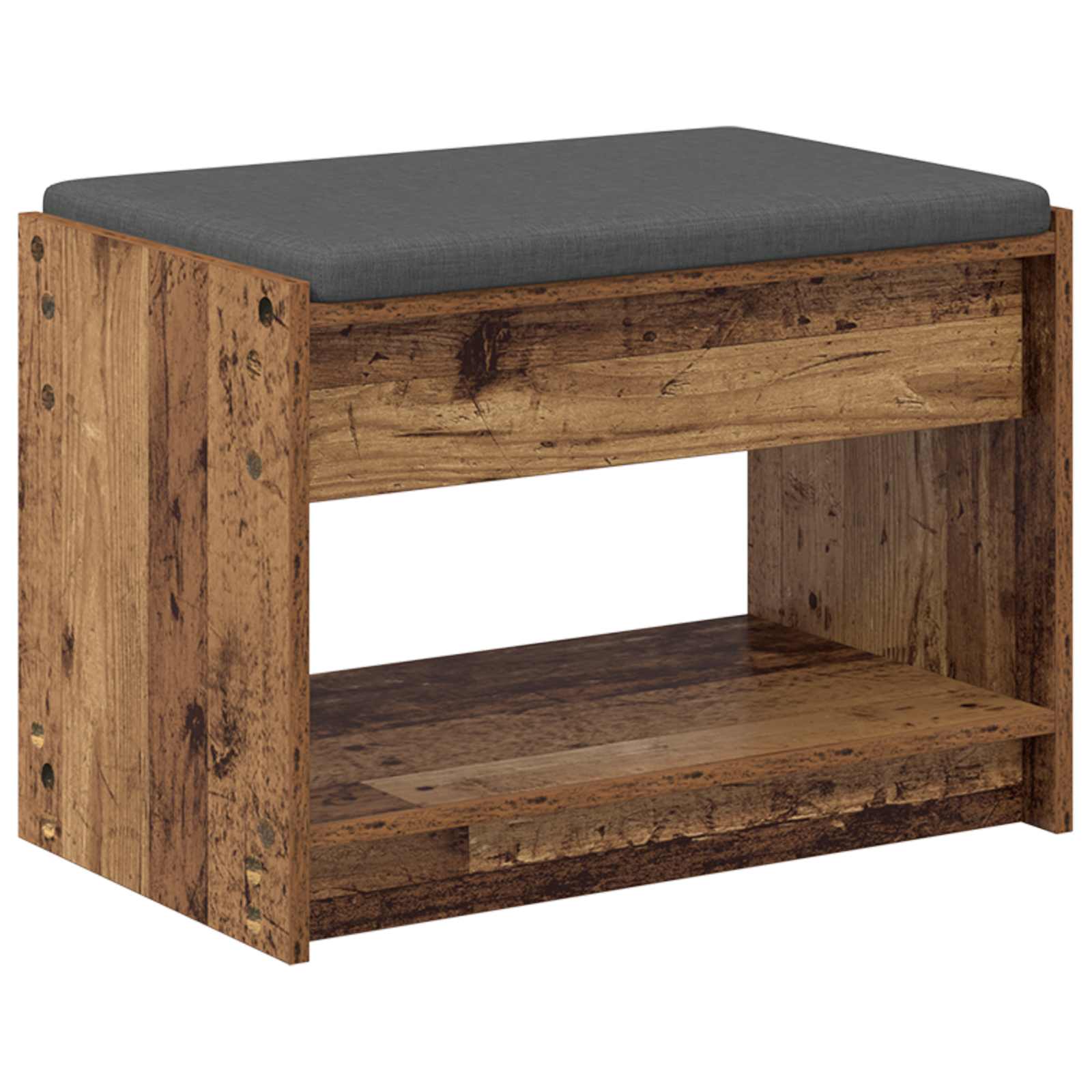 Banc d'entrée avec coussin Bois ancien 63 x 38 x 45 cm
