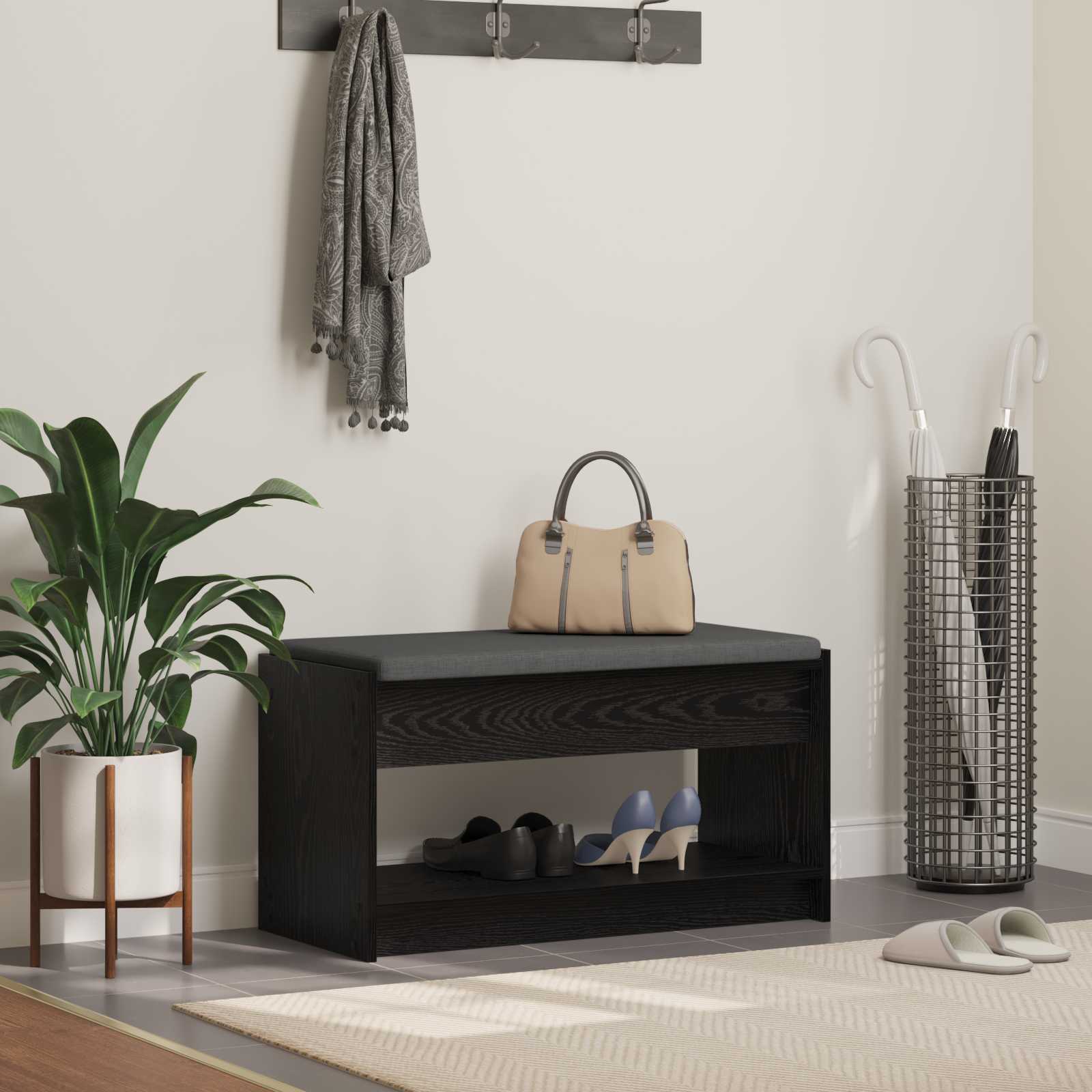 Banc d'entrée avec coussin Chêne Noir 83 x 38 x 45 cm - XIOS