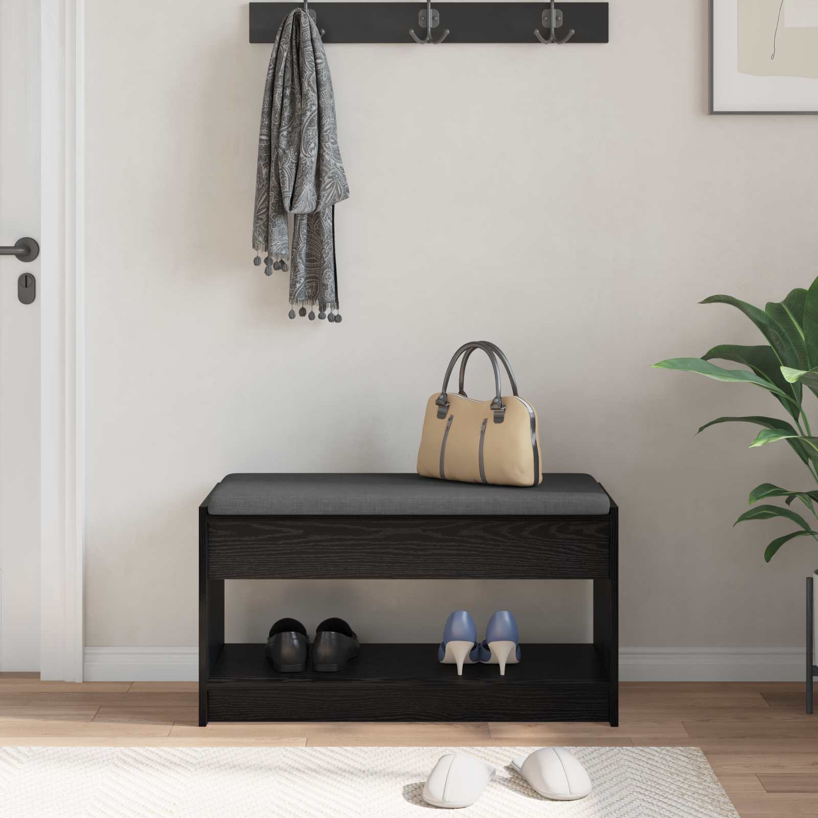 Banc d'entrée avec coussin Chêne Noir 83 x 38 x 45 cm - XIOS