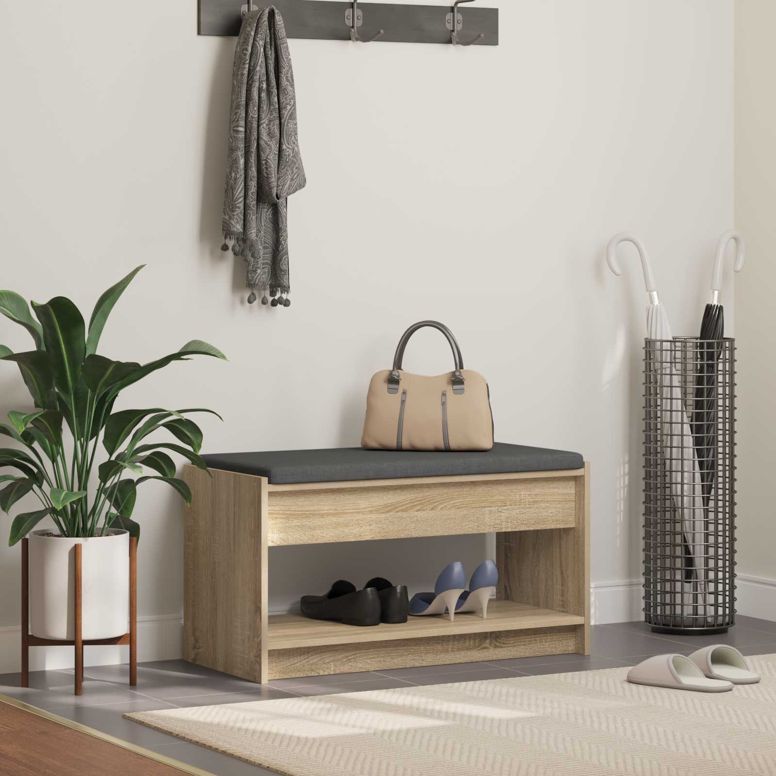 Banc d'entrée avec coussin Chêne Sonoma 83 x 38 x 45 cm - XIOS