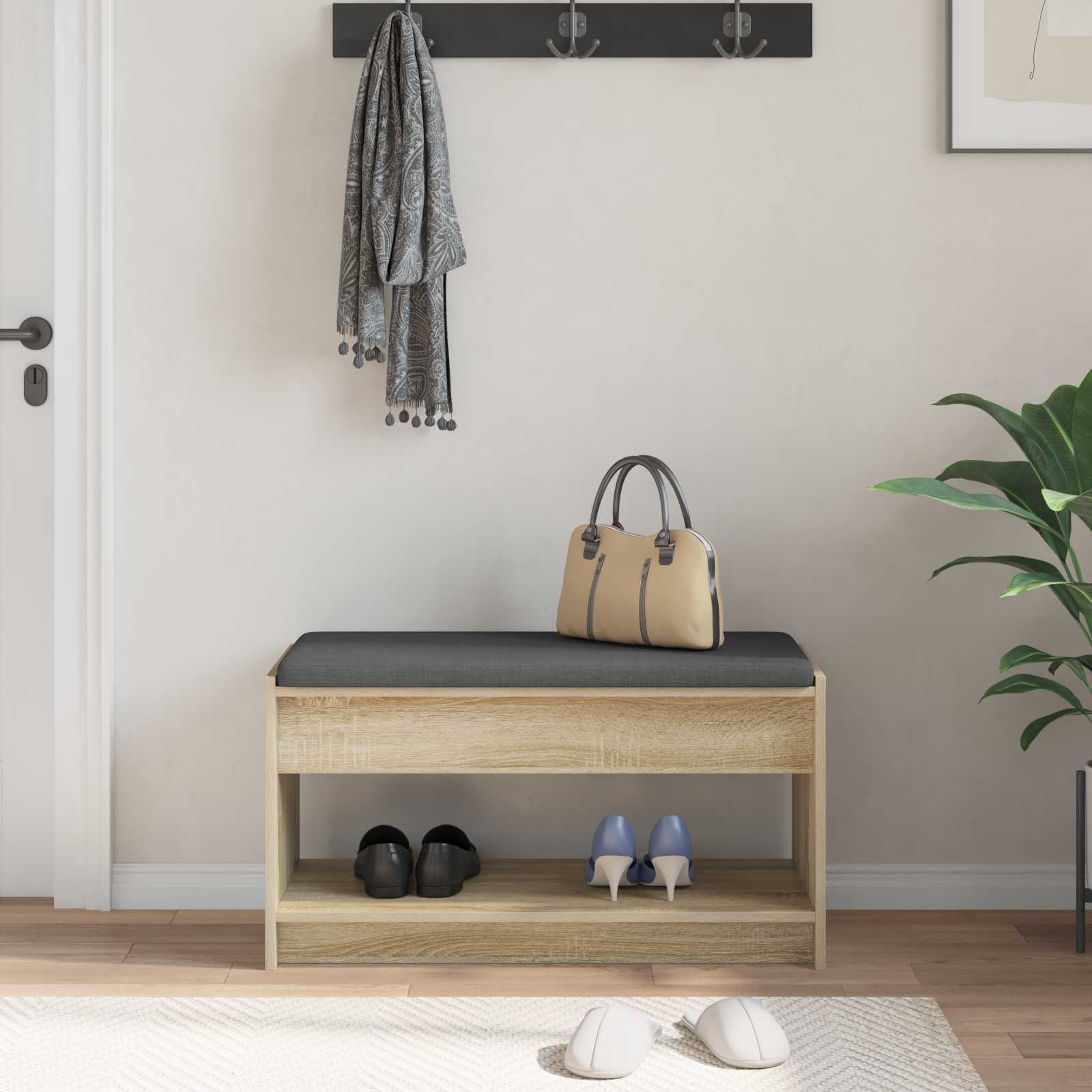 Banc d'entrée avec coussin Chêne Sonoma 83 x 38 x 45 cm - XIOS