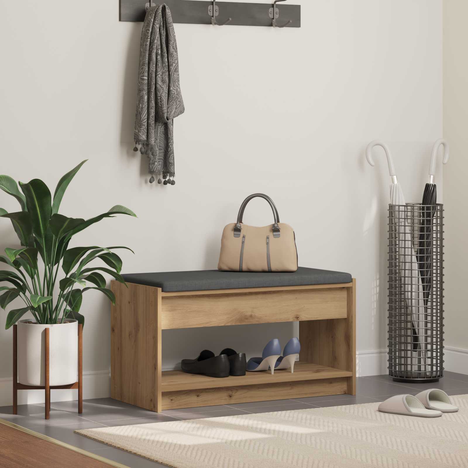 Banc d'entrée avec coussin Chêne Artisanal 83 x 38 x 45 cm - XIOS