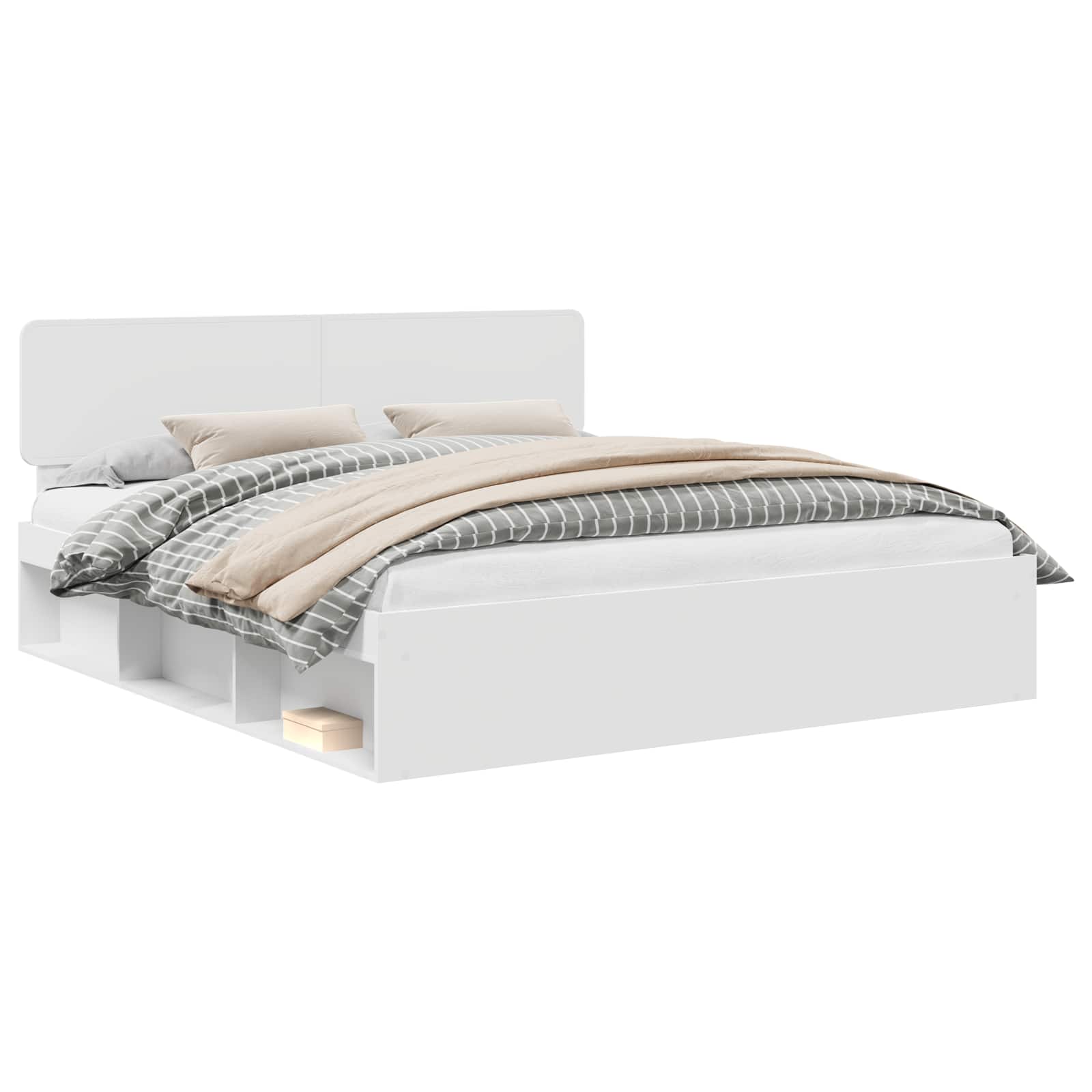 Cadre de lit avec tête de lit Blanc 200 x 200 cm Pin massif - XIOS