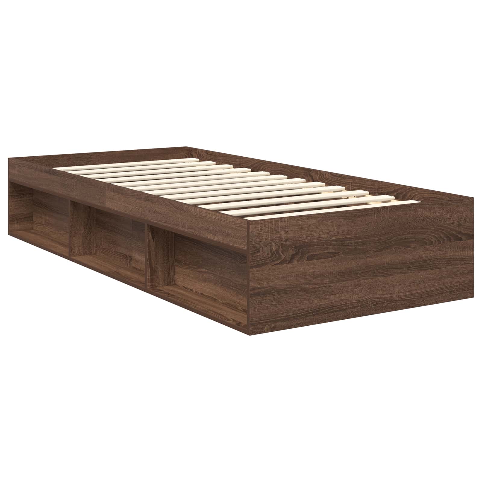 Cadre de lit avec tête de lit Chêne brun 90 x 190 cm Pin massif - XIOS