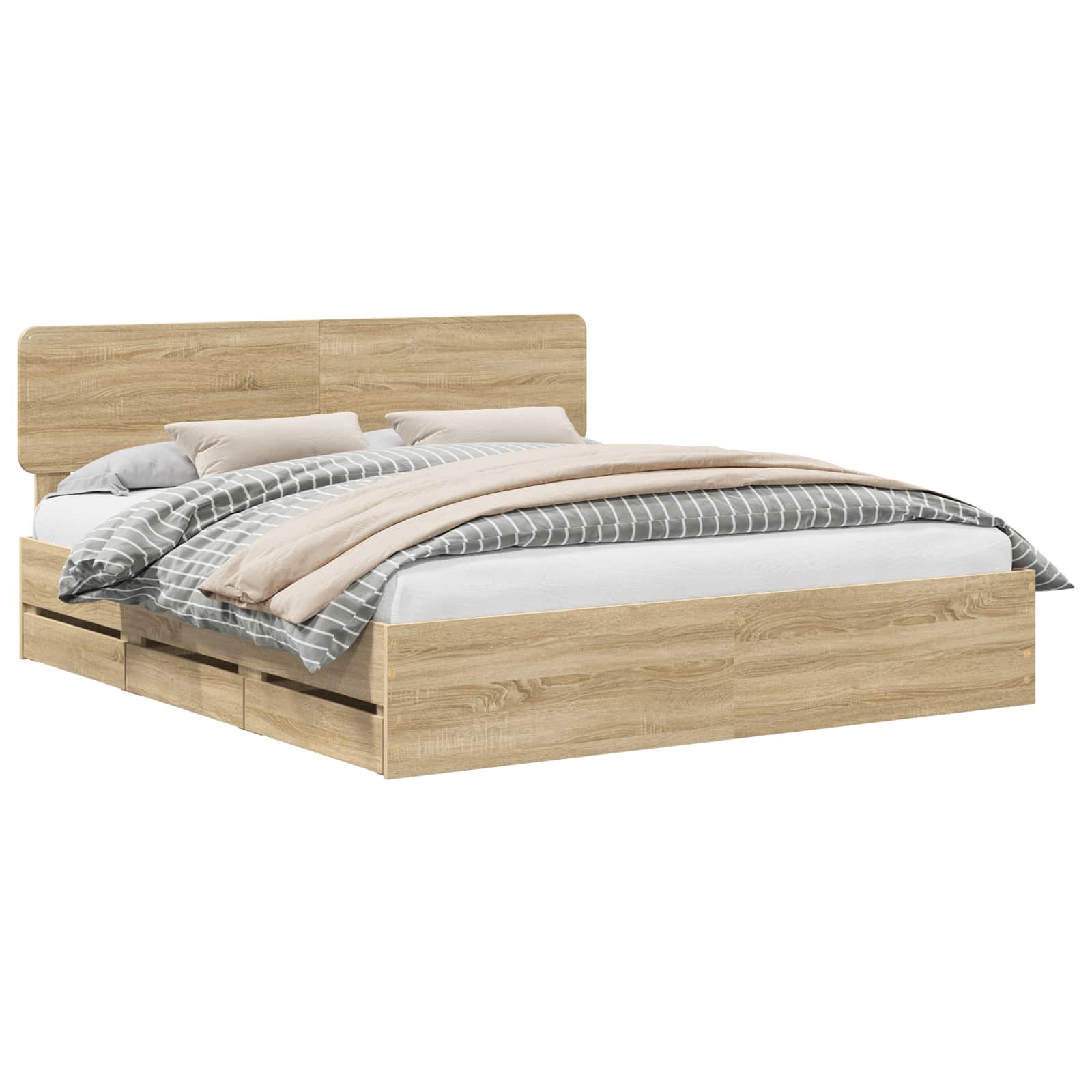 Cadre de lit Chêne Sonoma 200 x 200 cm Bois d’ingénierie - XIOS