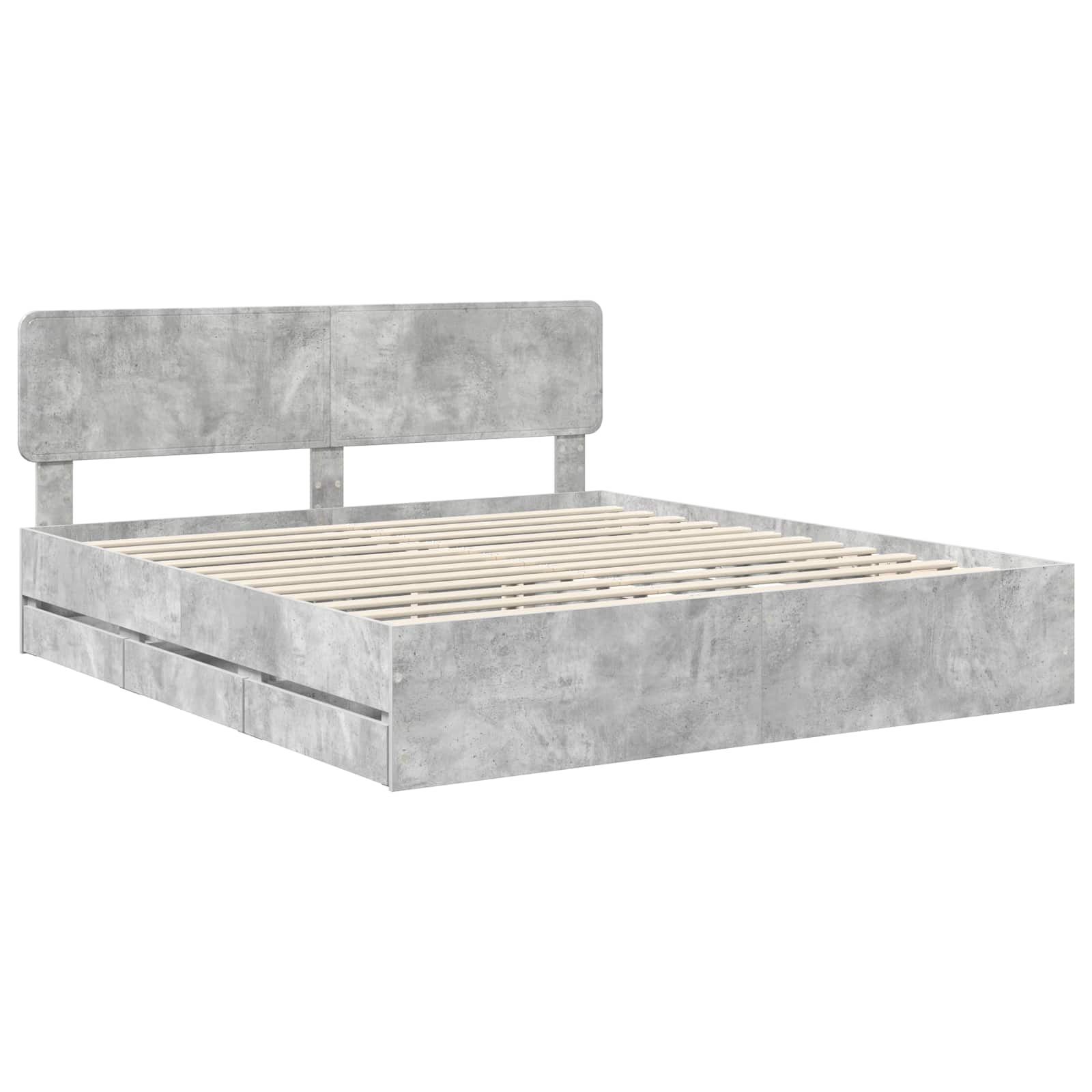 Cadre de lit Gris béton 200 x 200 cm Bois Ingénierie - XIOS