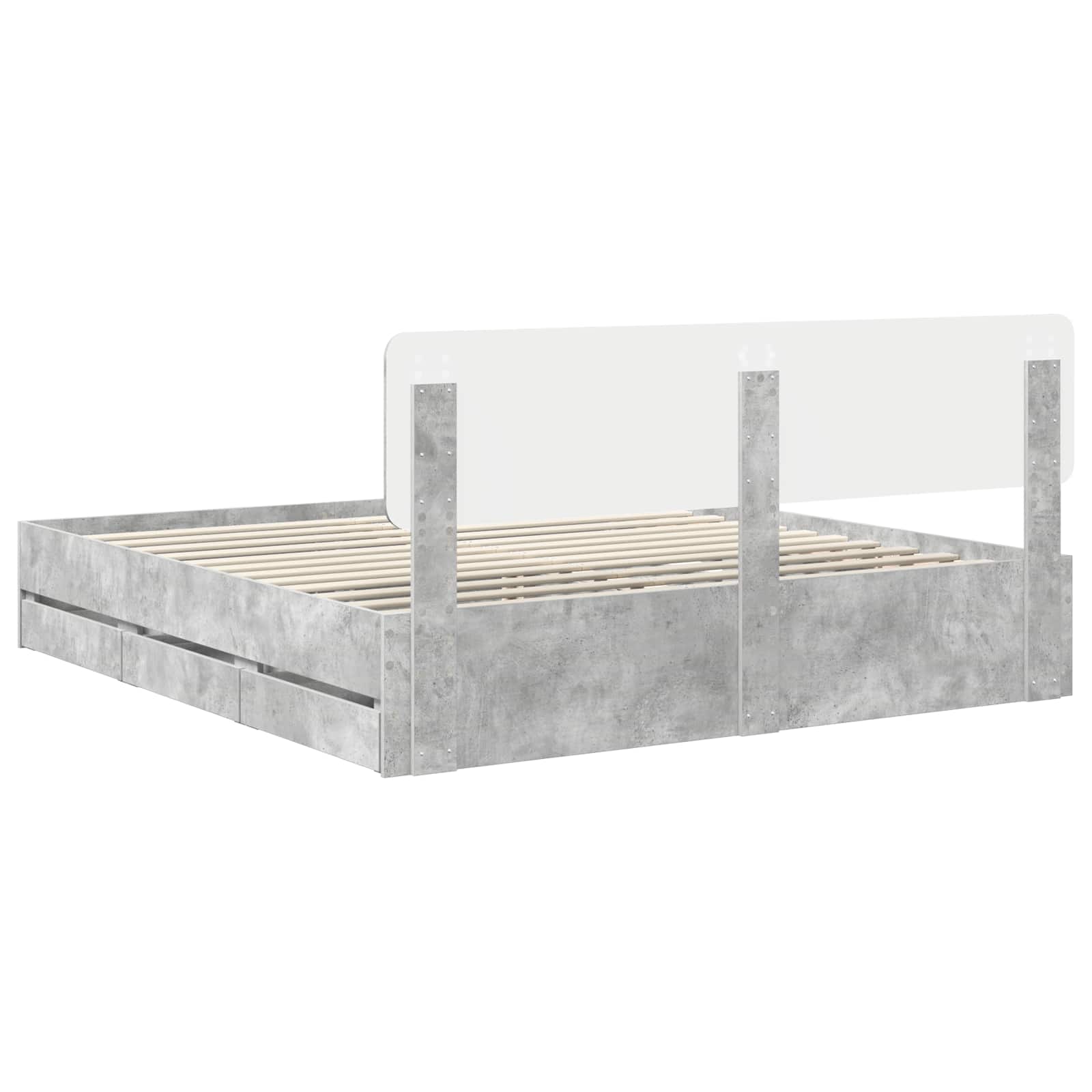 Cadre de lit Gris béton 200 x 200 cm Bois Ingénierie - XIOS