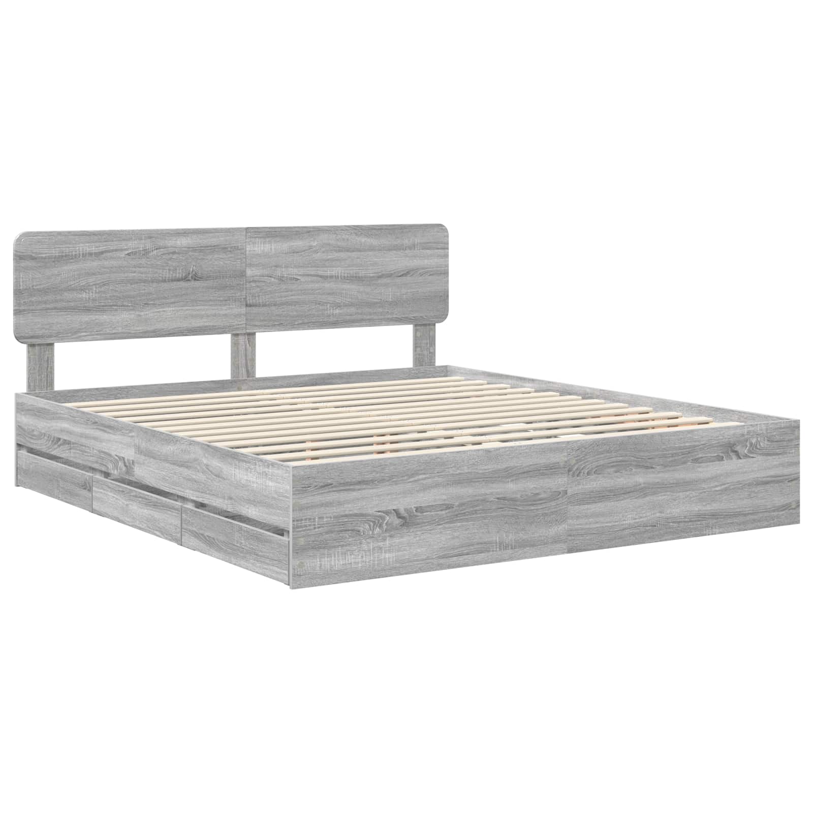 Cadre de lit Gris Sonoma 200 x 200 cm Bois Ingénierie - XIOS