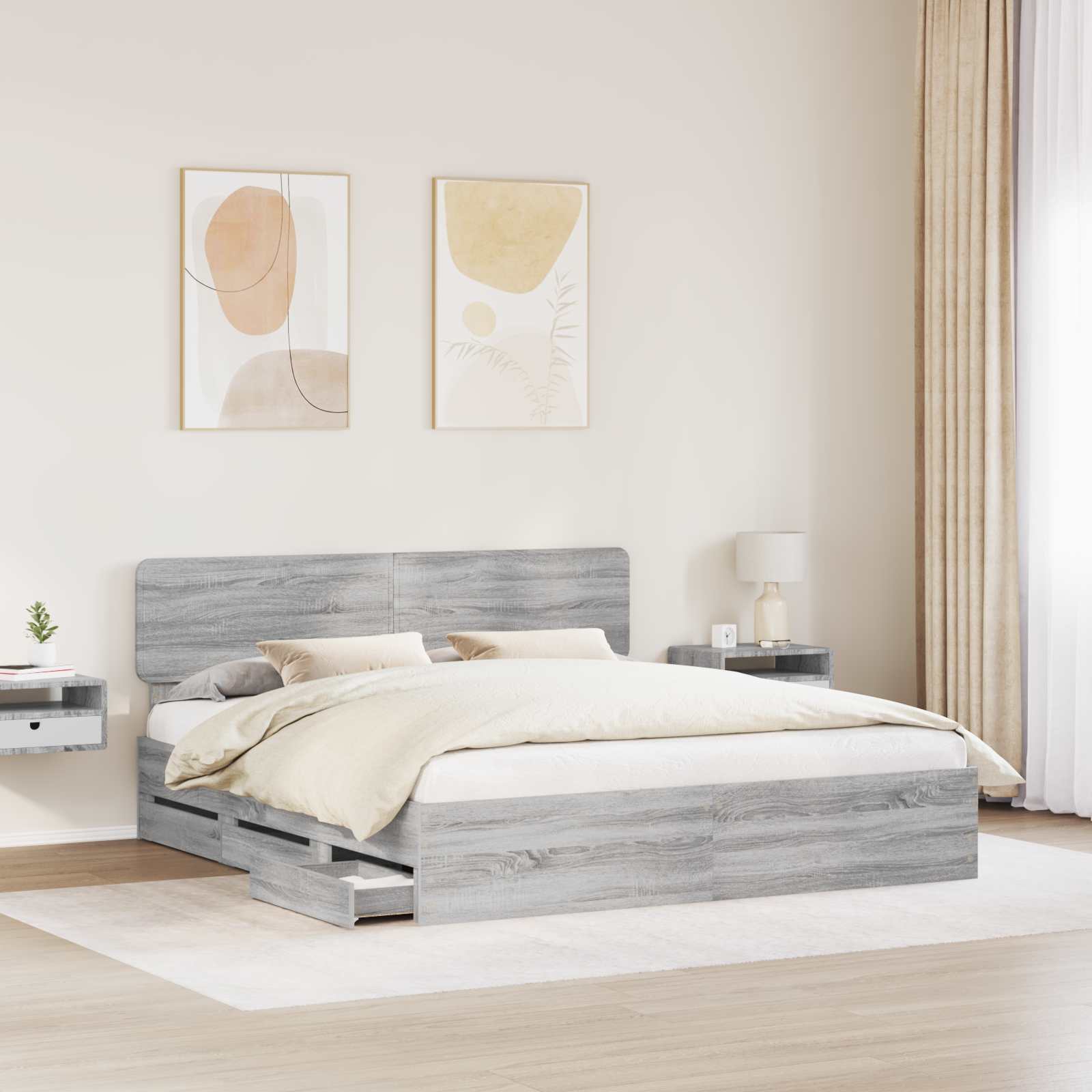 Cadre de lit Gris Sonoma 180 x 200 cm Bois Ingénierie - XIOS