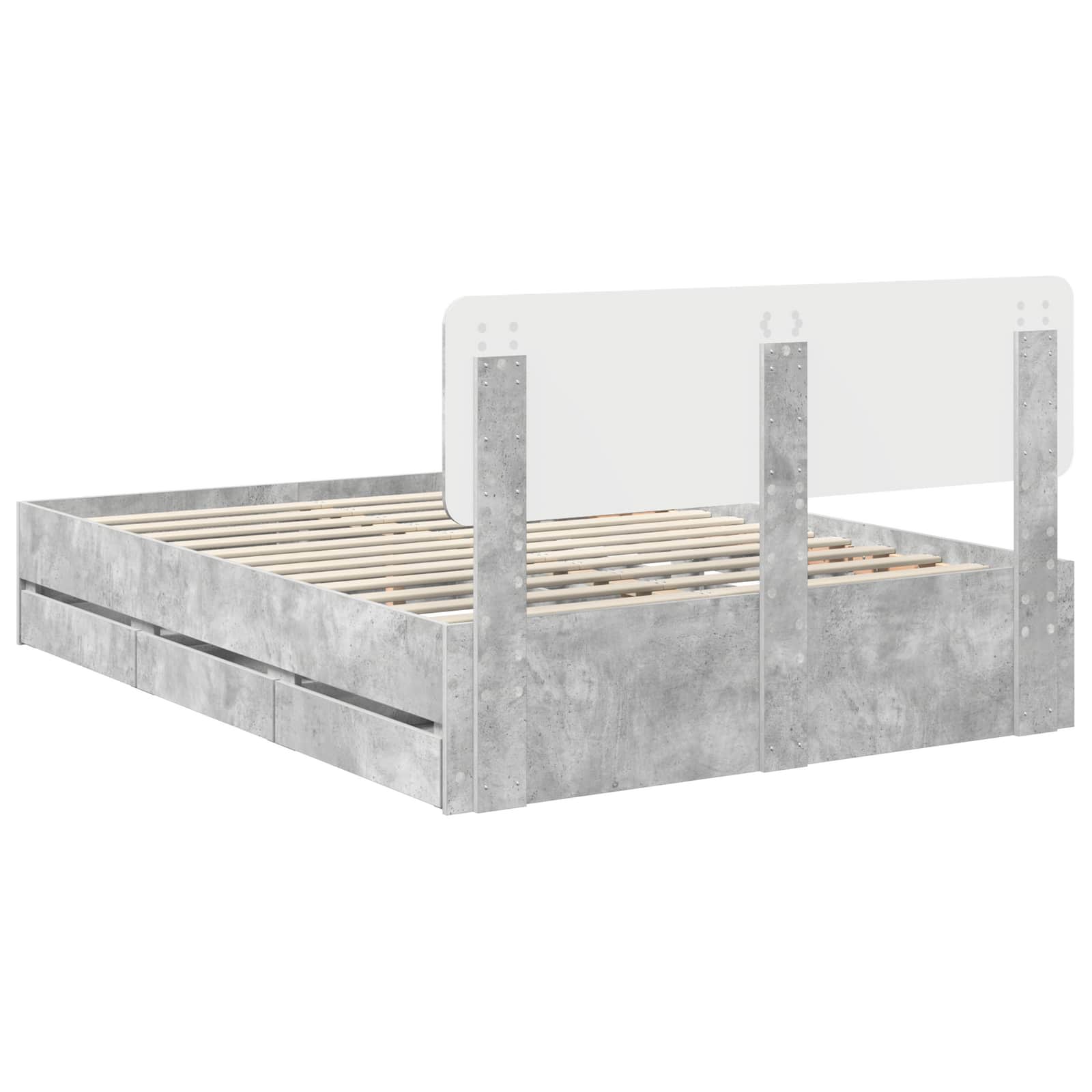 Cadre de lit Gris béton 150 x 200 cm Bois Ingénierie - XIOS