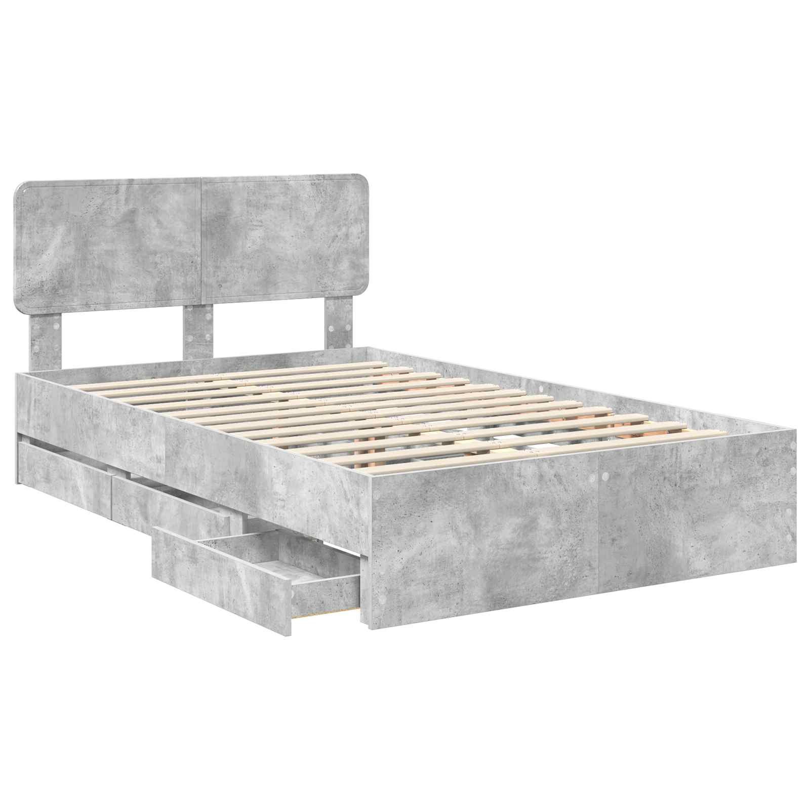 Cadre de lit Gris béton 135 x 190 cm Bois Ingénierie - XIOS