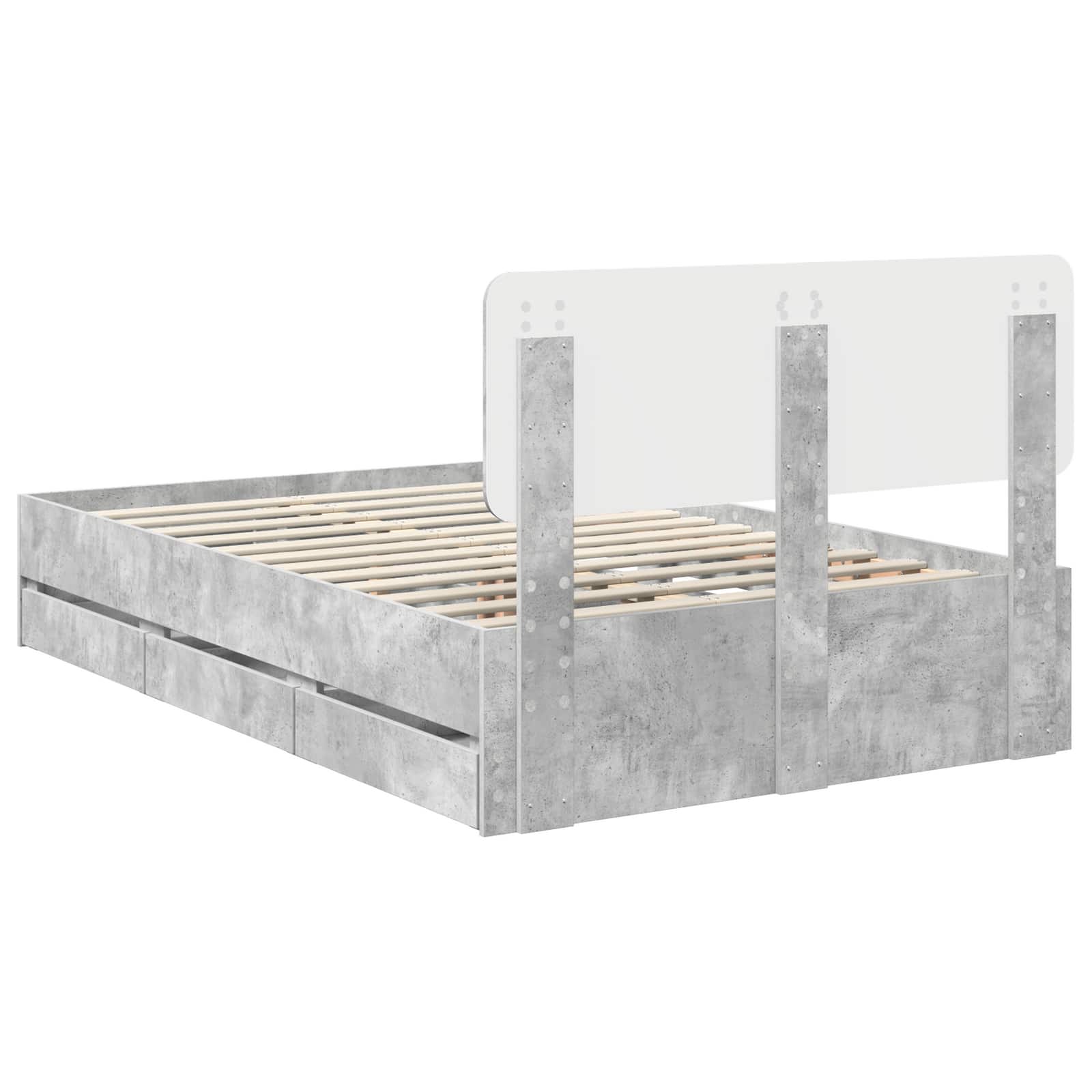 Cadre de lit Gris béton 135 x 190 cm Bois Ingénierie - XIOS