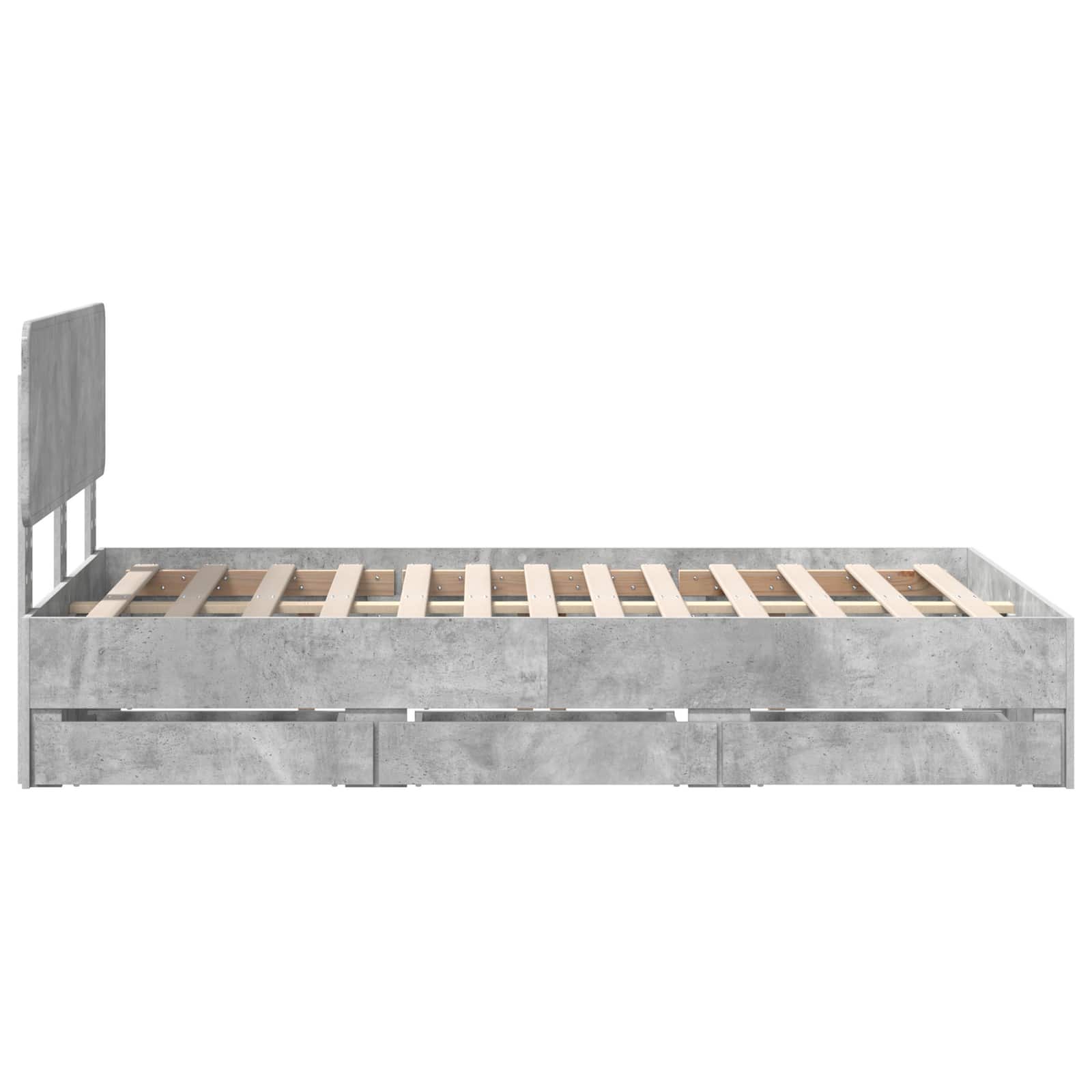 Cadre de lit Gris béton 135 x 190 cm Bois Ingénierie - XIOS