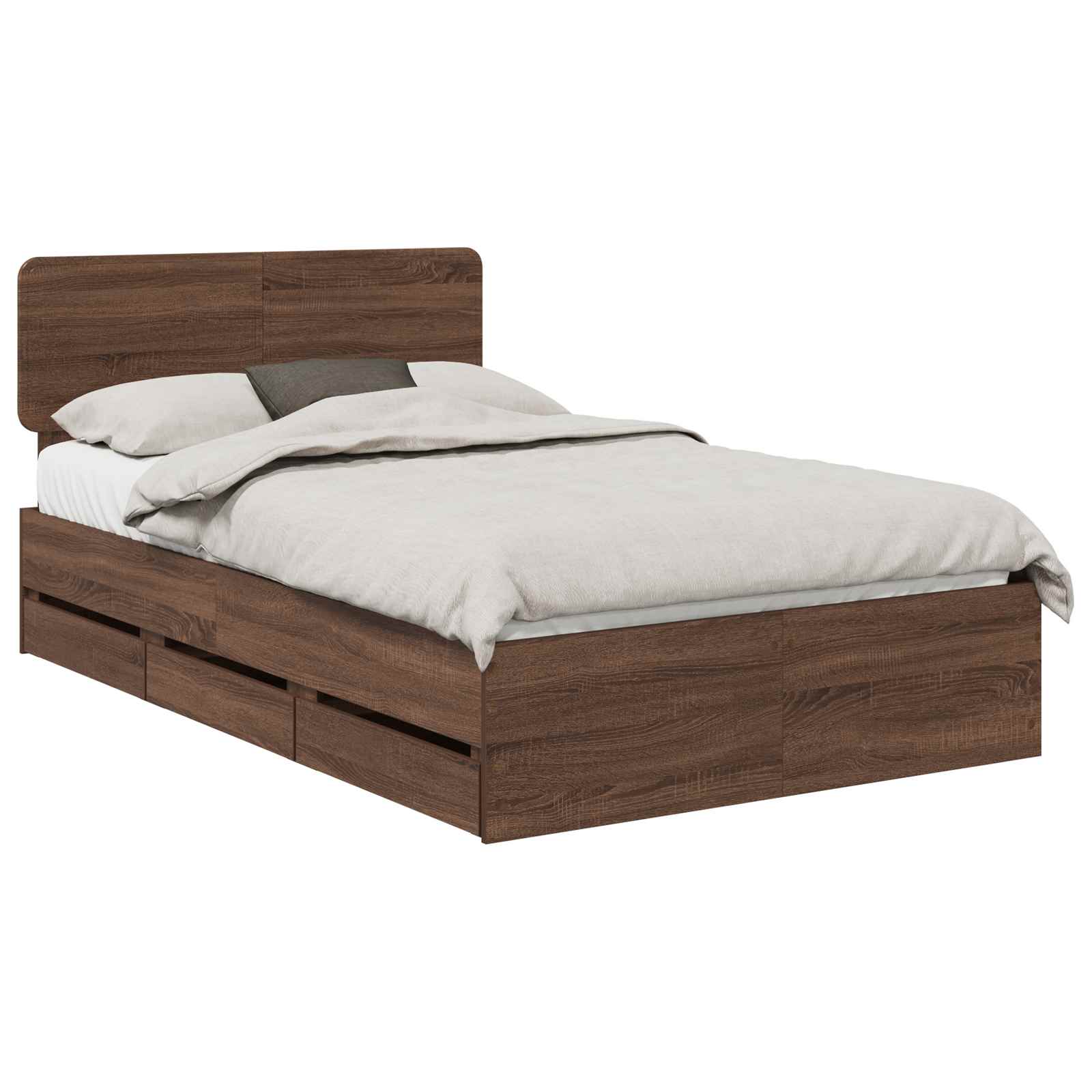 Cadre de lit Chêne brun 135 x 190 cm Bois Ingénierie - XIOS