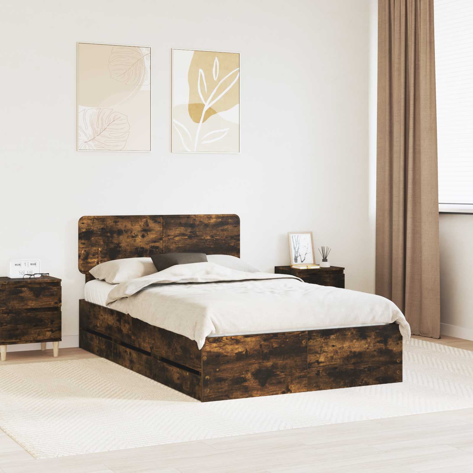 Cadre de lit Chêne fumé 120 x 190 cm Bois Ingénierie - XIOS