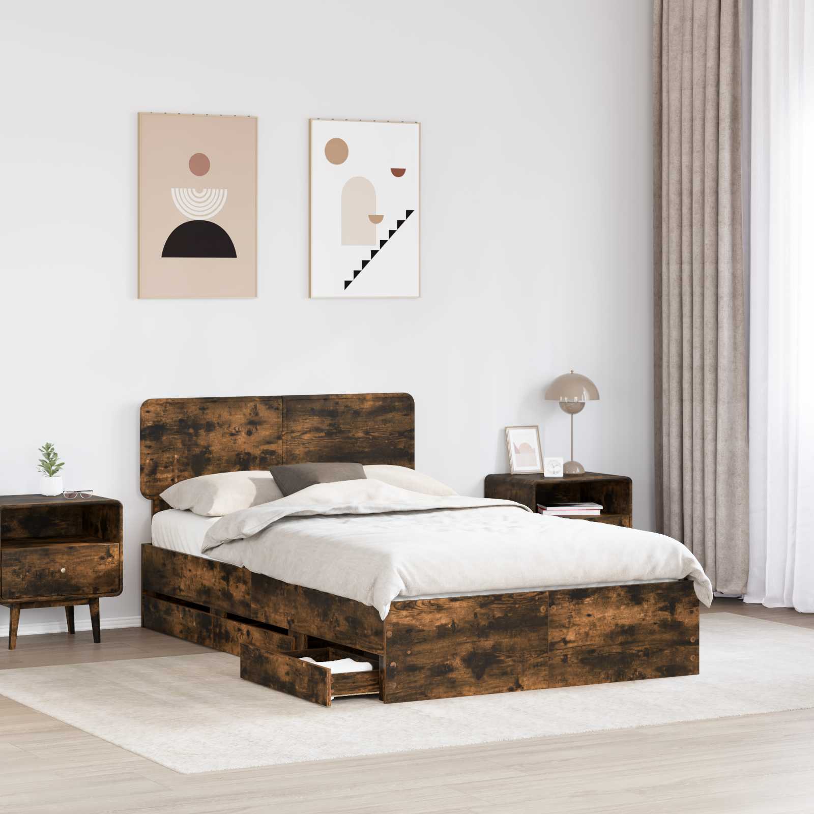 Cadre de lit Chêne fumé 120 x 190 cm Bois Ingénierie - XIOS
