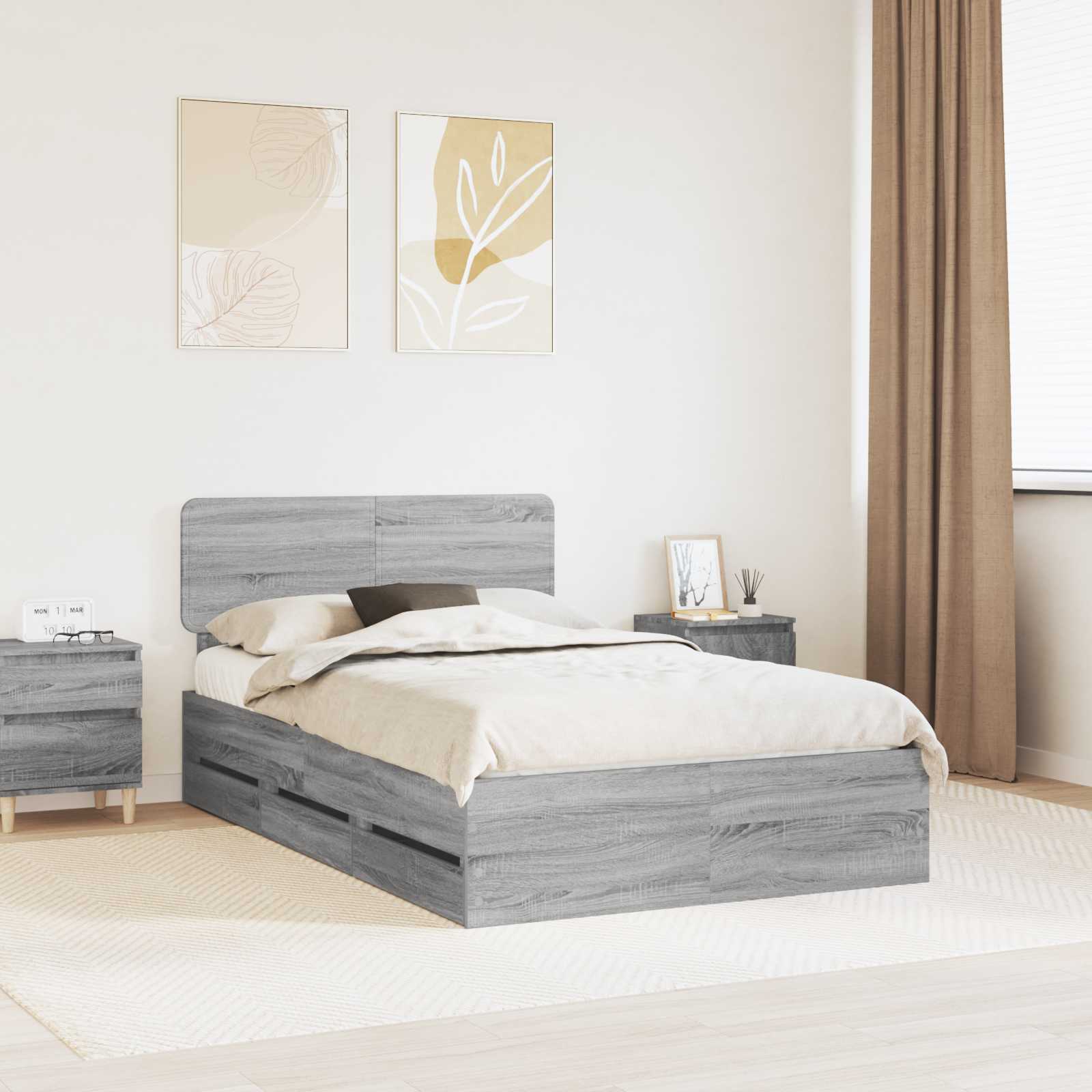 Cadre de lit Gris Sonoma 120 x 190 cm Bois d’ingénierie - XIOS