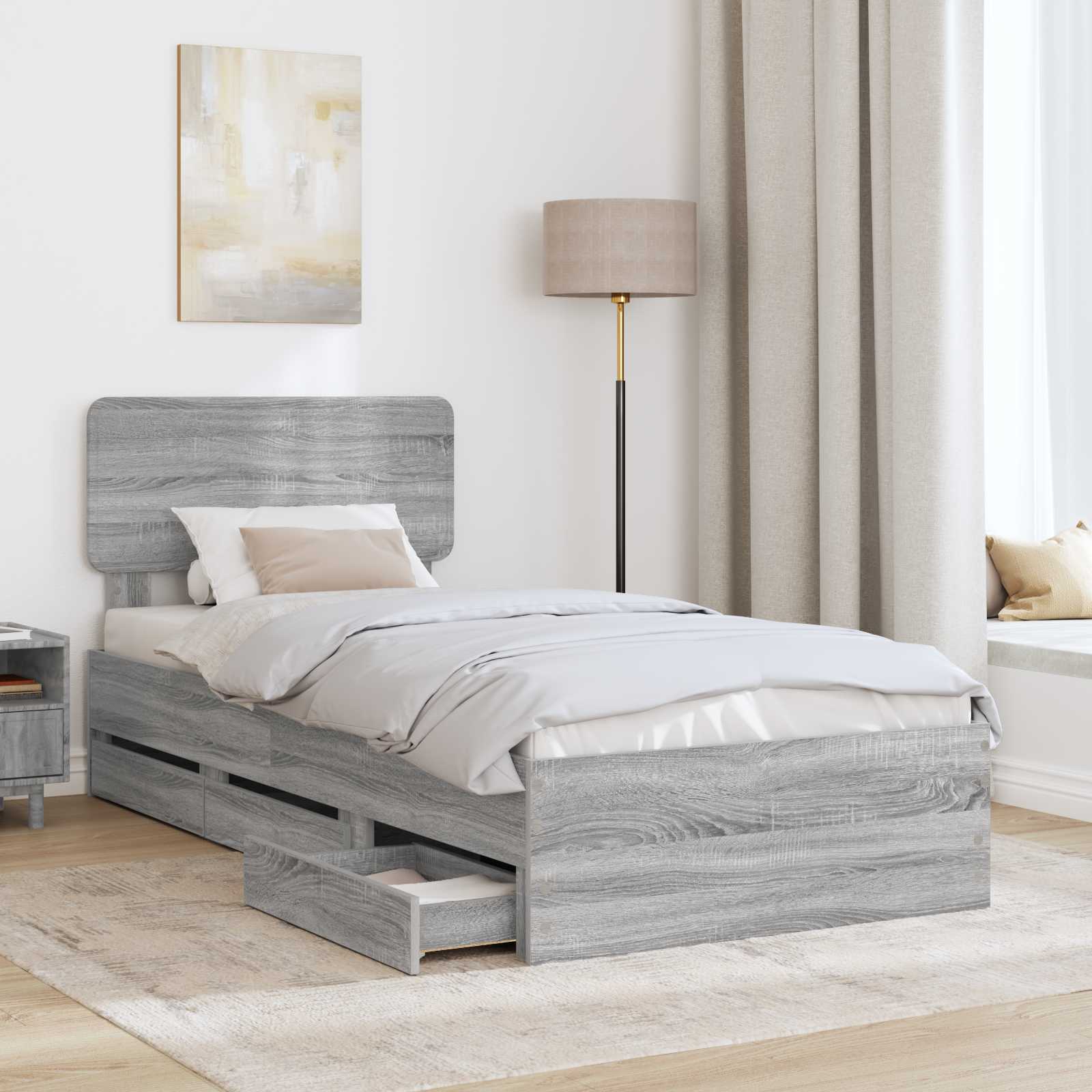 Cadre de lit Gris Sonoma 100 x 200 cm Bois Ingénierie - XIOS