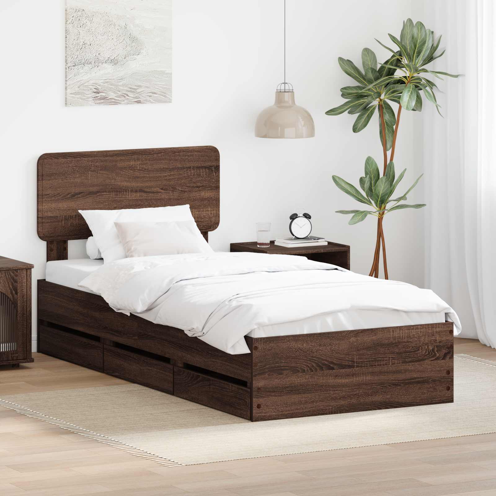 Cadre de lit Chêne brun 100 x 200 cm Bois Ingénierie - XIOS