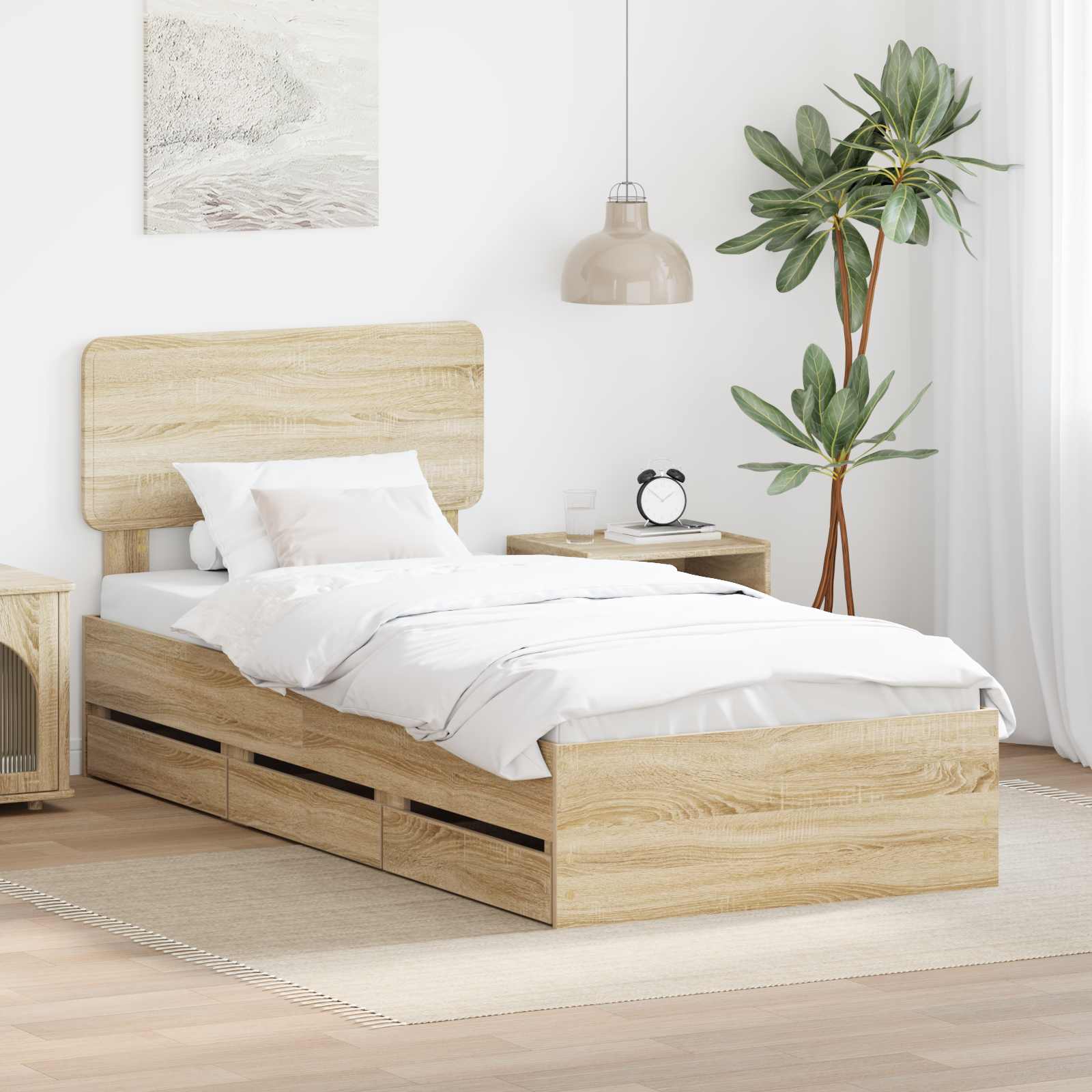Cadre de lit Chêne Sonoma 75 x 190 cm Bois Ingénierie - XIOS