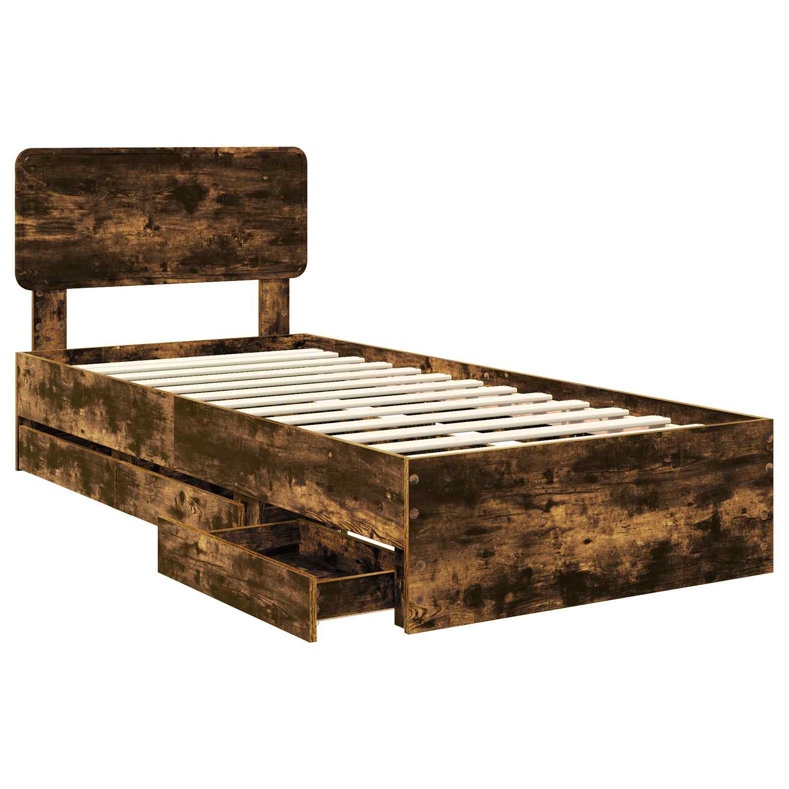 Cadre de lit avec tiroir Chêne fumé 75 x 190 cm Bois Ingénierie - XIOS