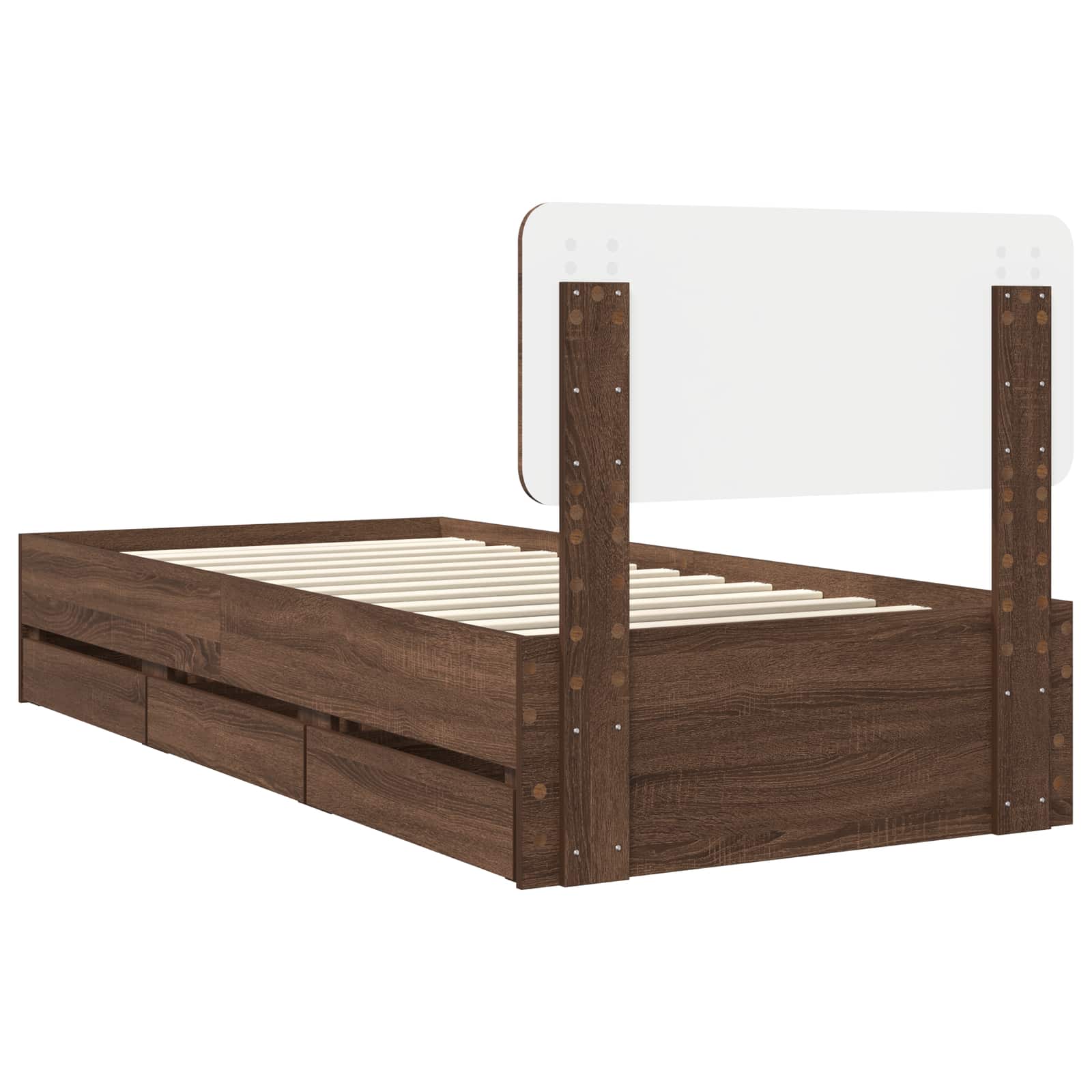 Cadre de lit avec tiroir Chêne brun 75 x 190 cm Bois Ingénierie - XIOS