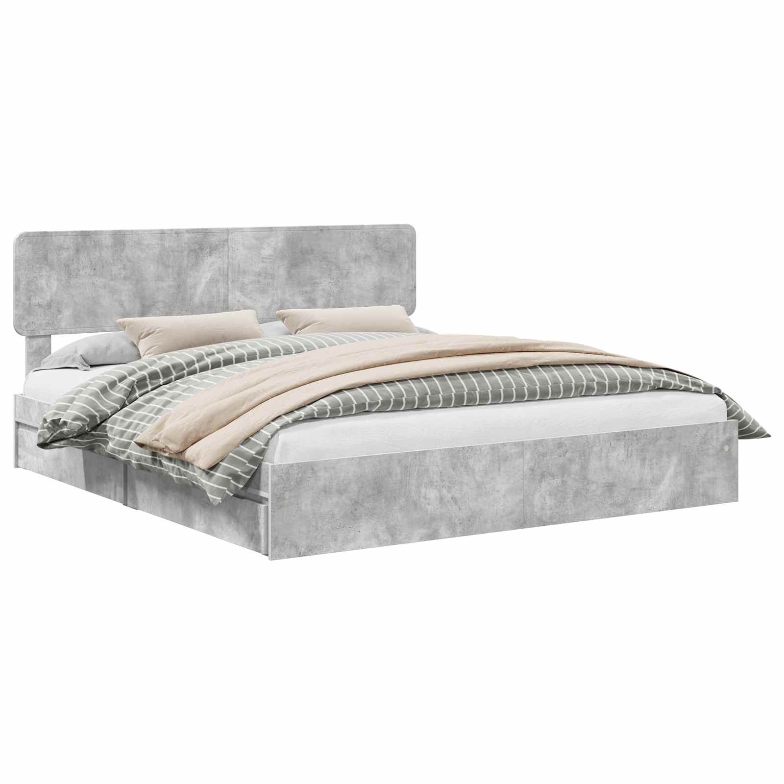 Lit de Rangement Gris béton 200 x 200 cm Bois d'ingénierie - XIOS