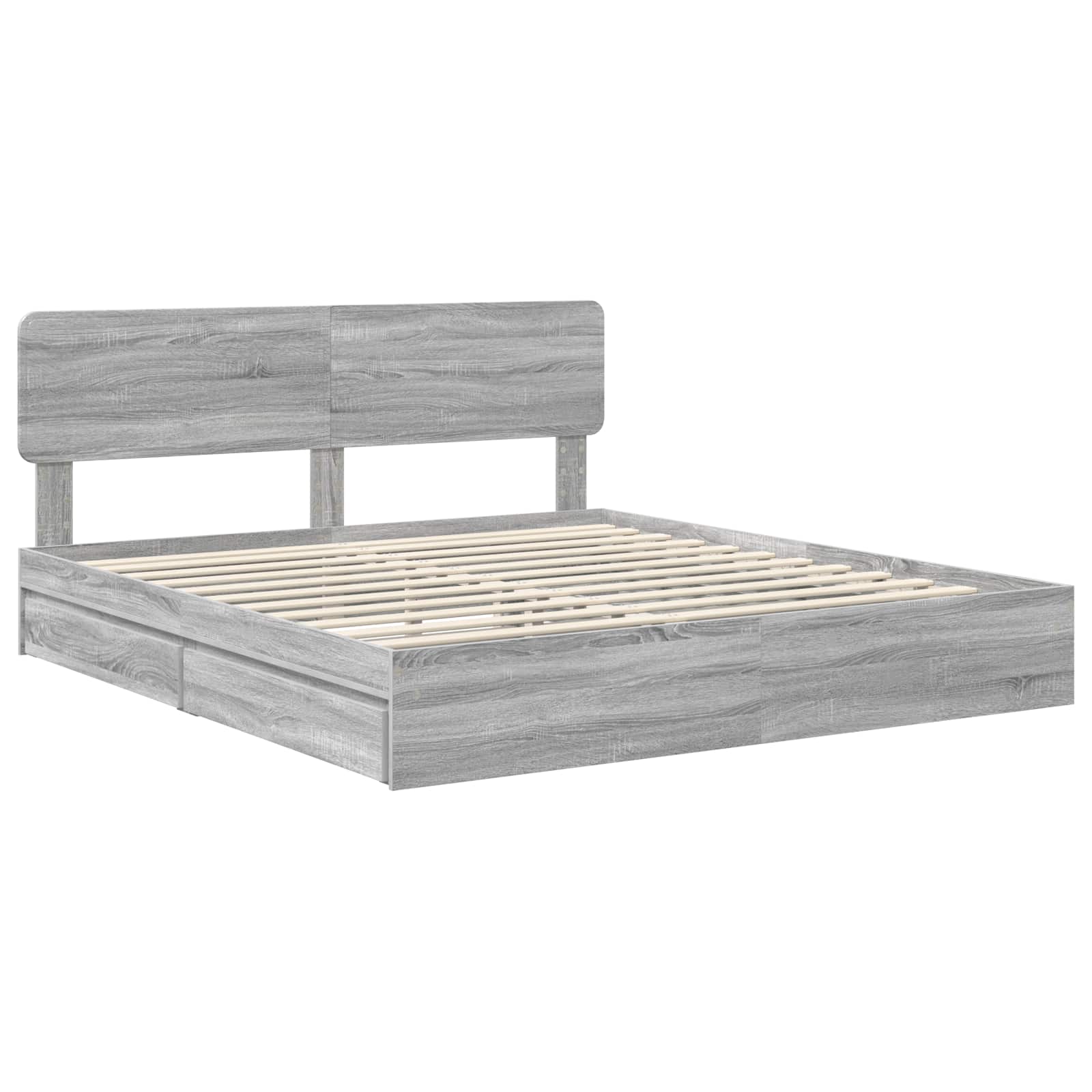 Lit de Rangement Gris Sonoma 200 x 200 cm Bois d'ingénierie - XIOS