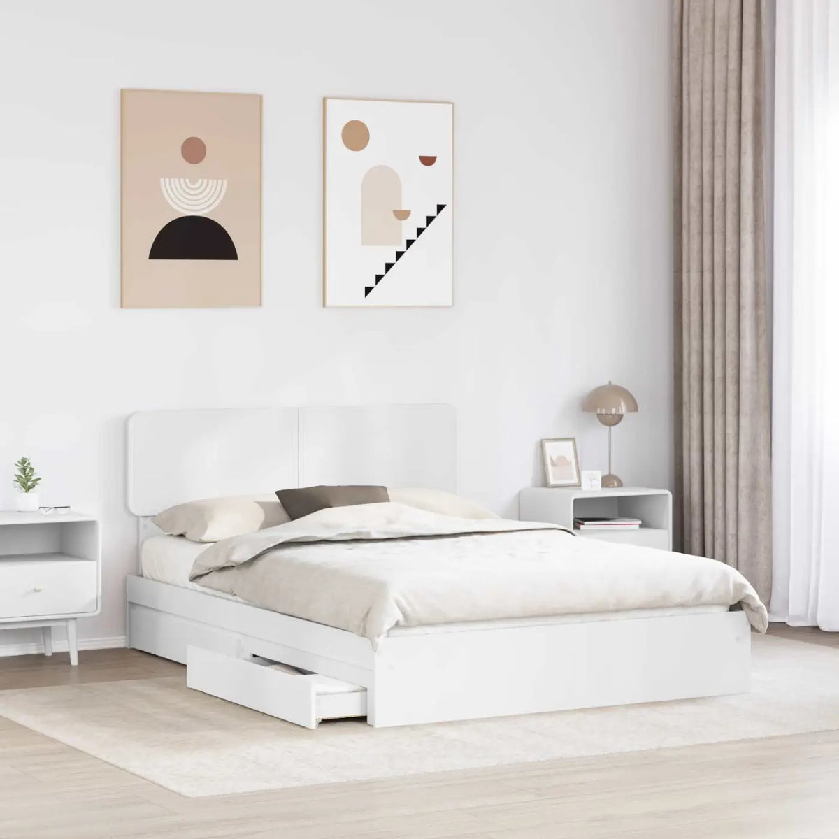Lit de Rangement Réglable Blanc 160 x 200 cm Bois d’ingénierie - XIOS