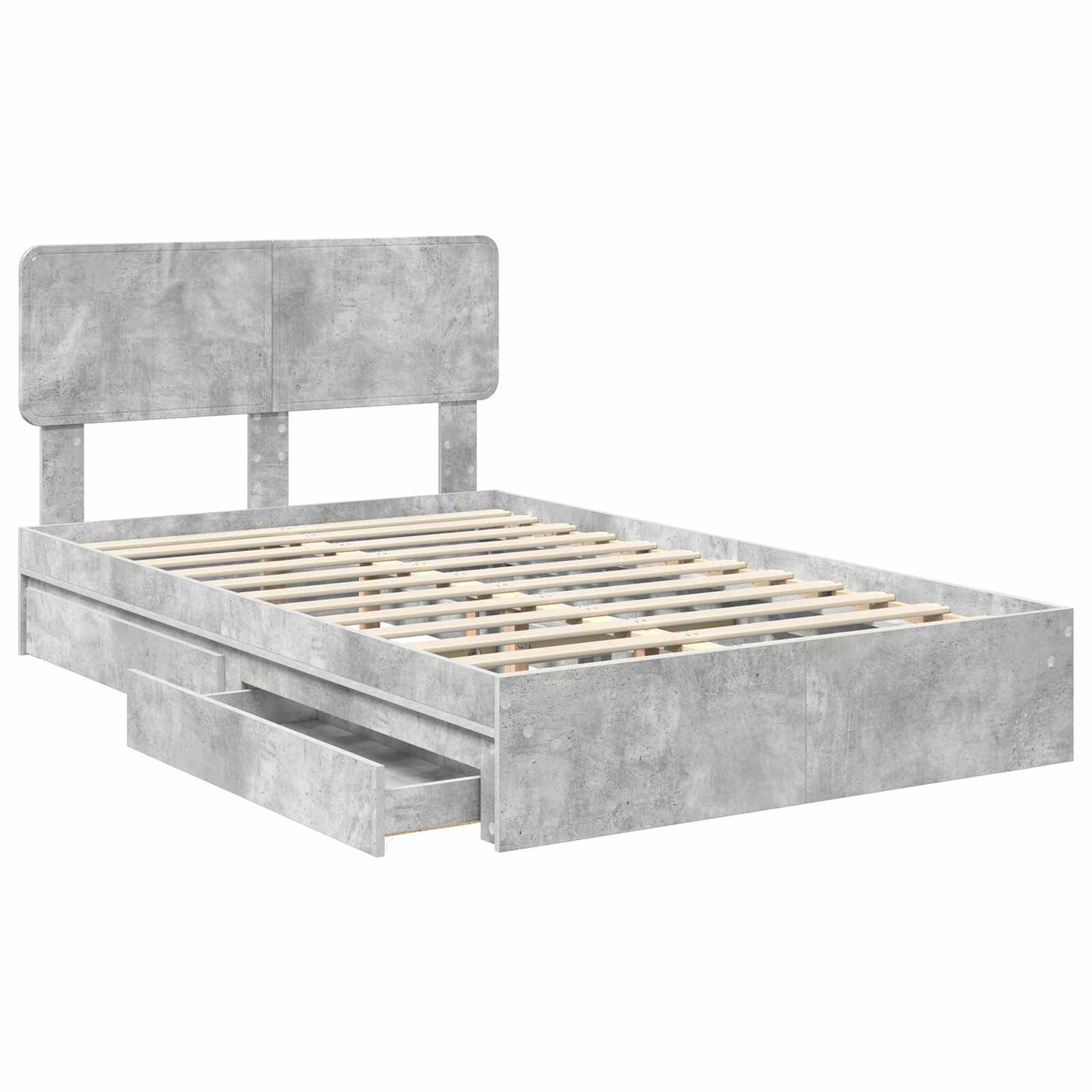 Lit de Rangement Gris béton 135 x 190 cm Bois d'ingénierie - XIOS