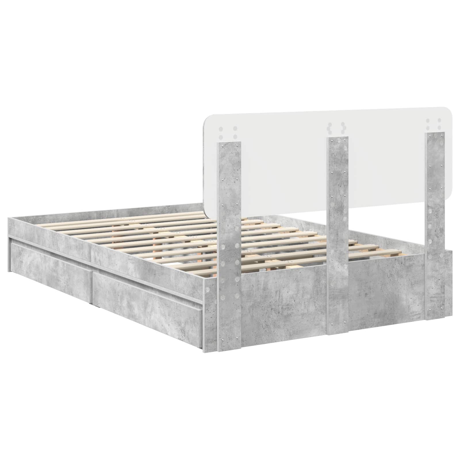 Lit de Rangement Gris béton 135 x 190 cm Bois d'ingénierie - XIOS