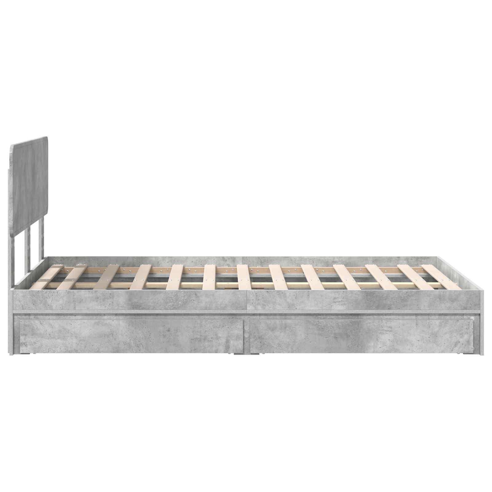 Lit de Rangement Gris béton 135 x 190 cm Bois d'ingénierie - XIOS