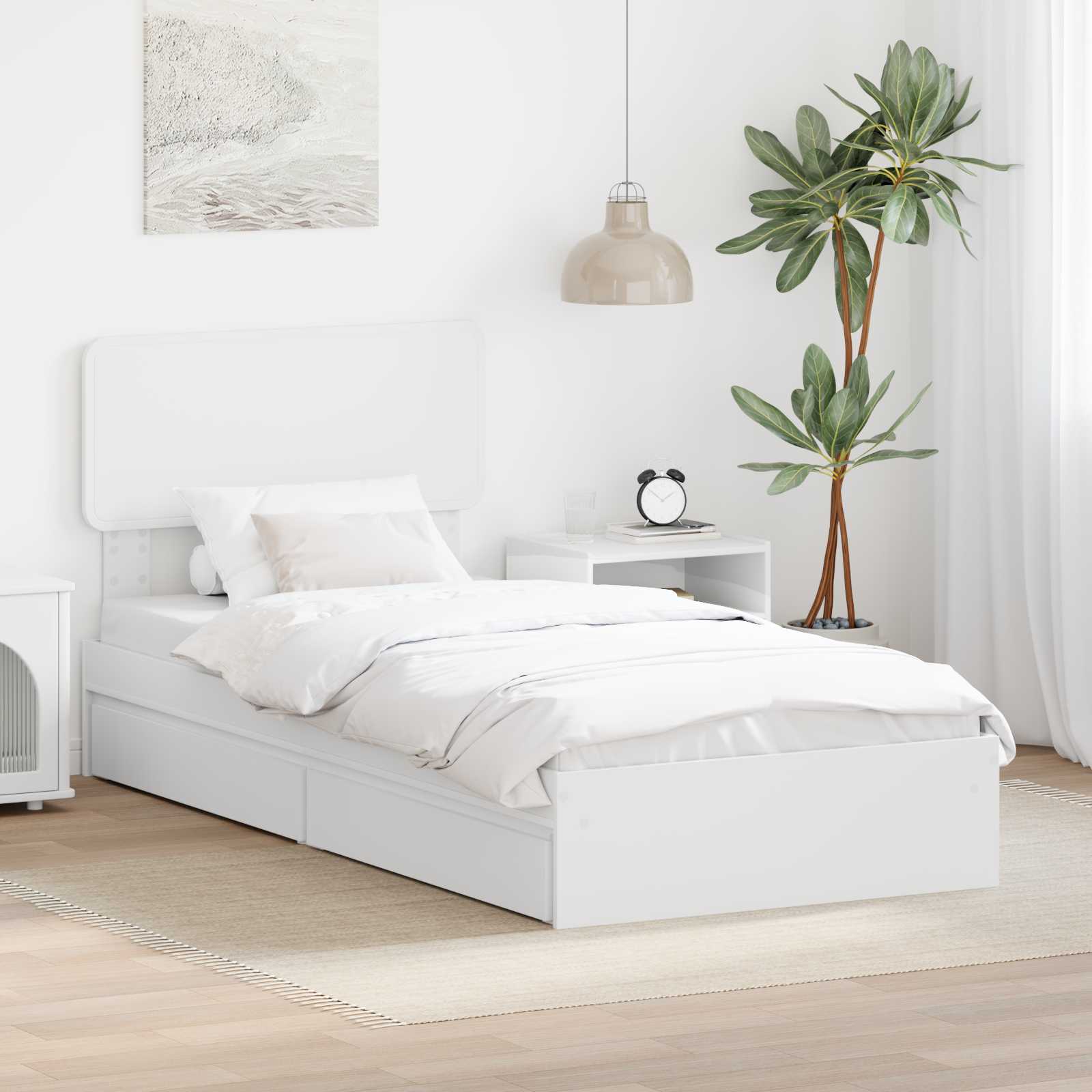Lit de Rangement Blanc 90 x 200 cm Bois d'ingénierie - XIOS