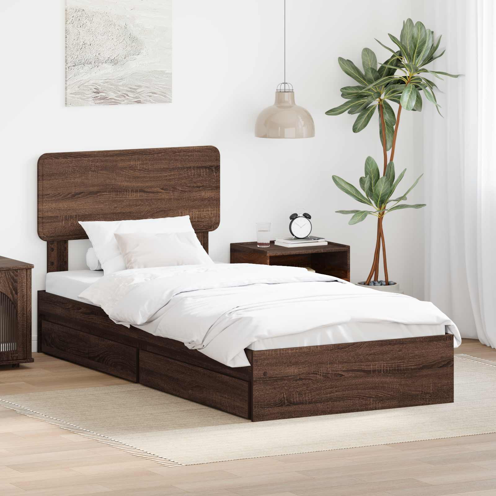 Lit de Rangement Chêne brun 75 x 190 cm Bois d'ingénierie - XIOS