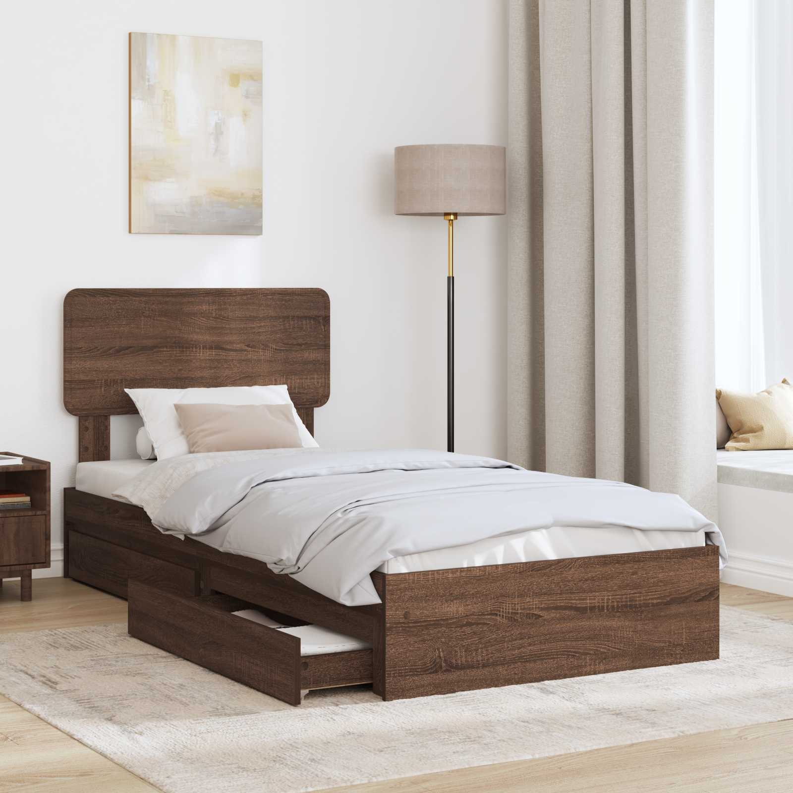 Lit de Rangement Chêne brun 75 x 190 cm Bois d'ingénierie - XIOS