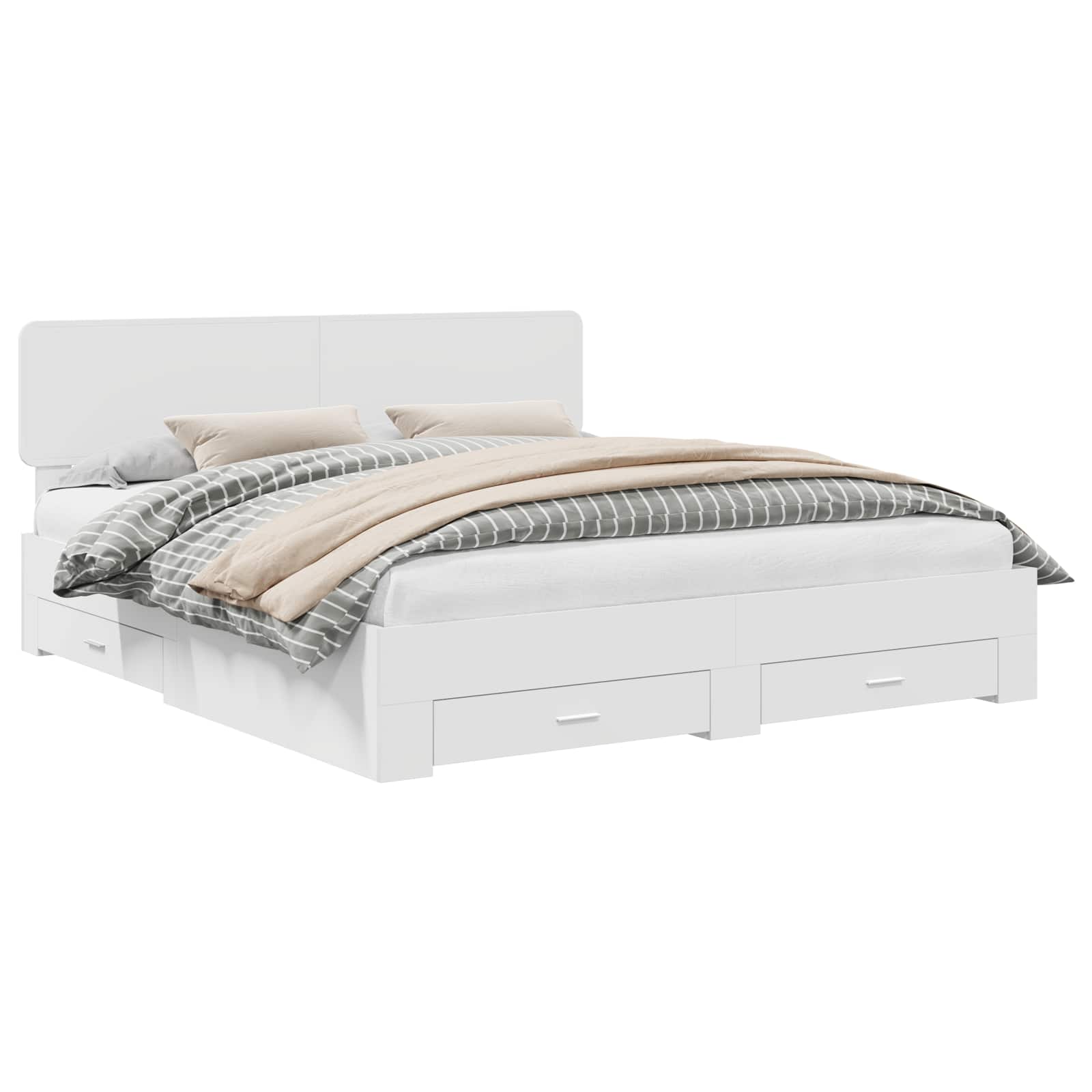 Cadre de lit avec tiroir Blanc 200 x 200 cm Bois d'ingénierie - XIOS