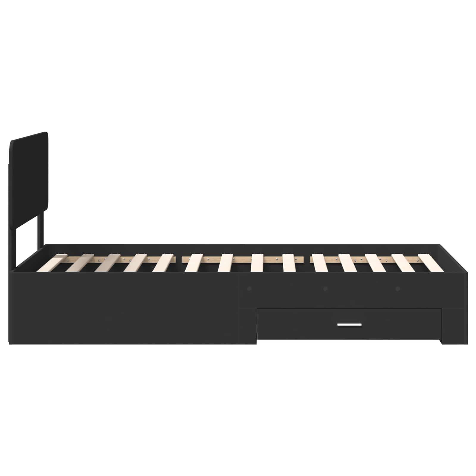 Cadre de lit avec tiroir Noir 75 x 190 cm Bois d'ingénierie - XIOS