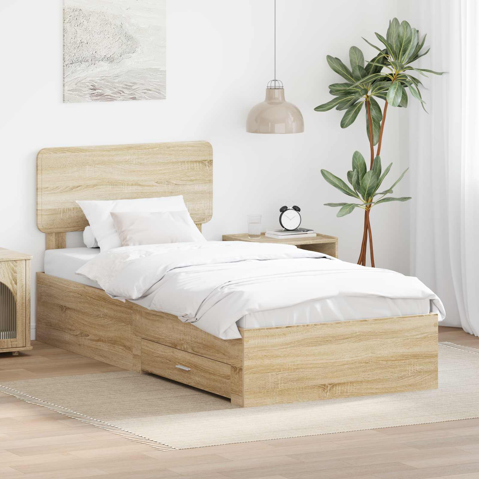 Cadre de lit Chêne Sonoma 75 x 190 cm Bois d'ingénierie - XIOS