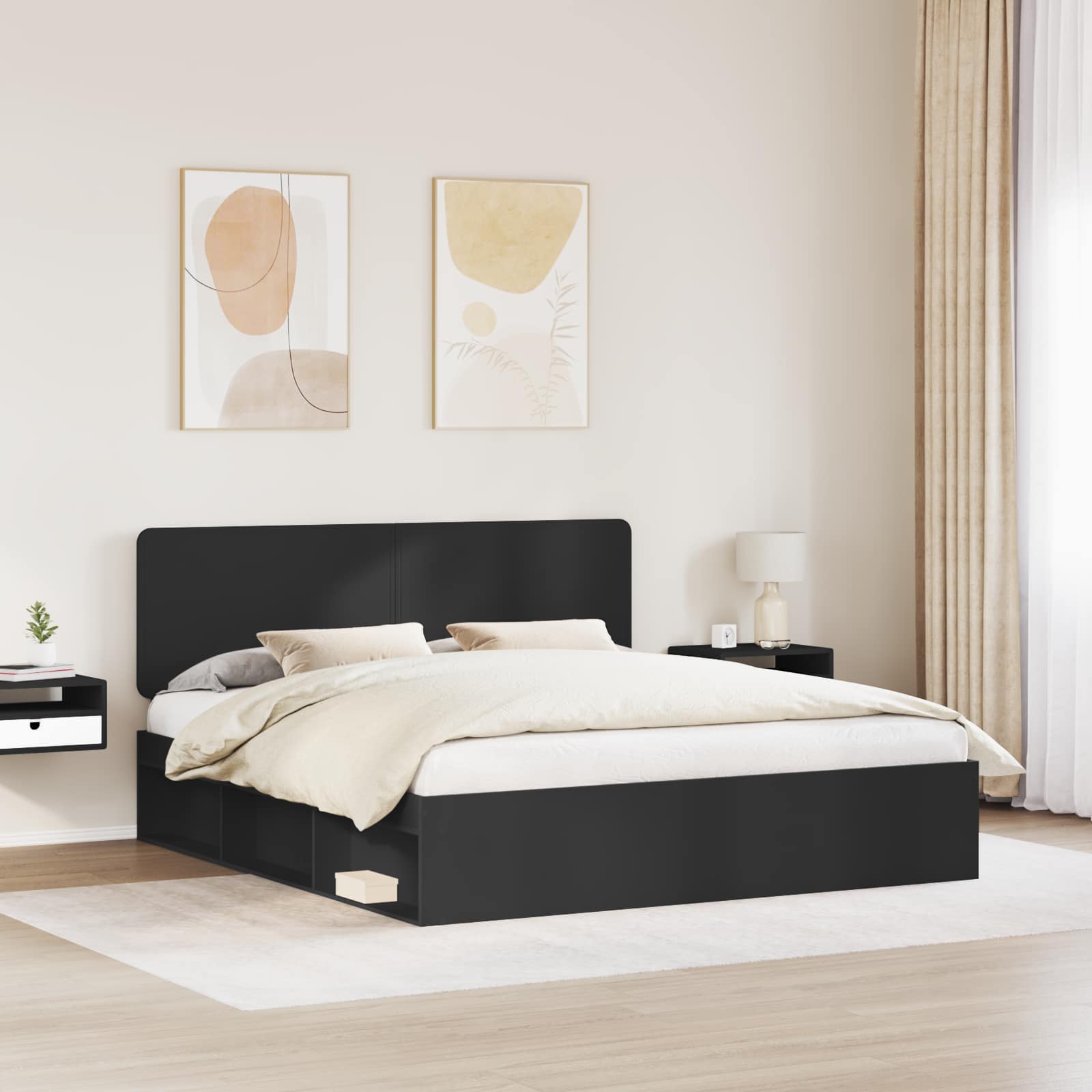 Cadre de lit Noir 180 x 200 cm Bois de pin massif - XIOS