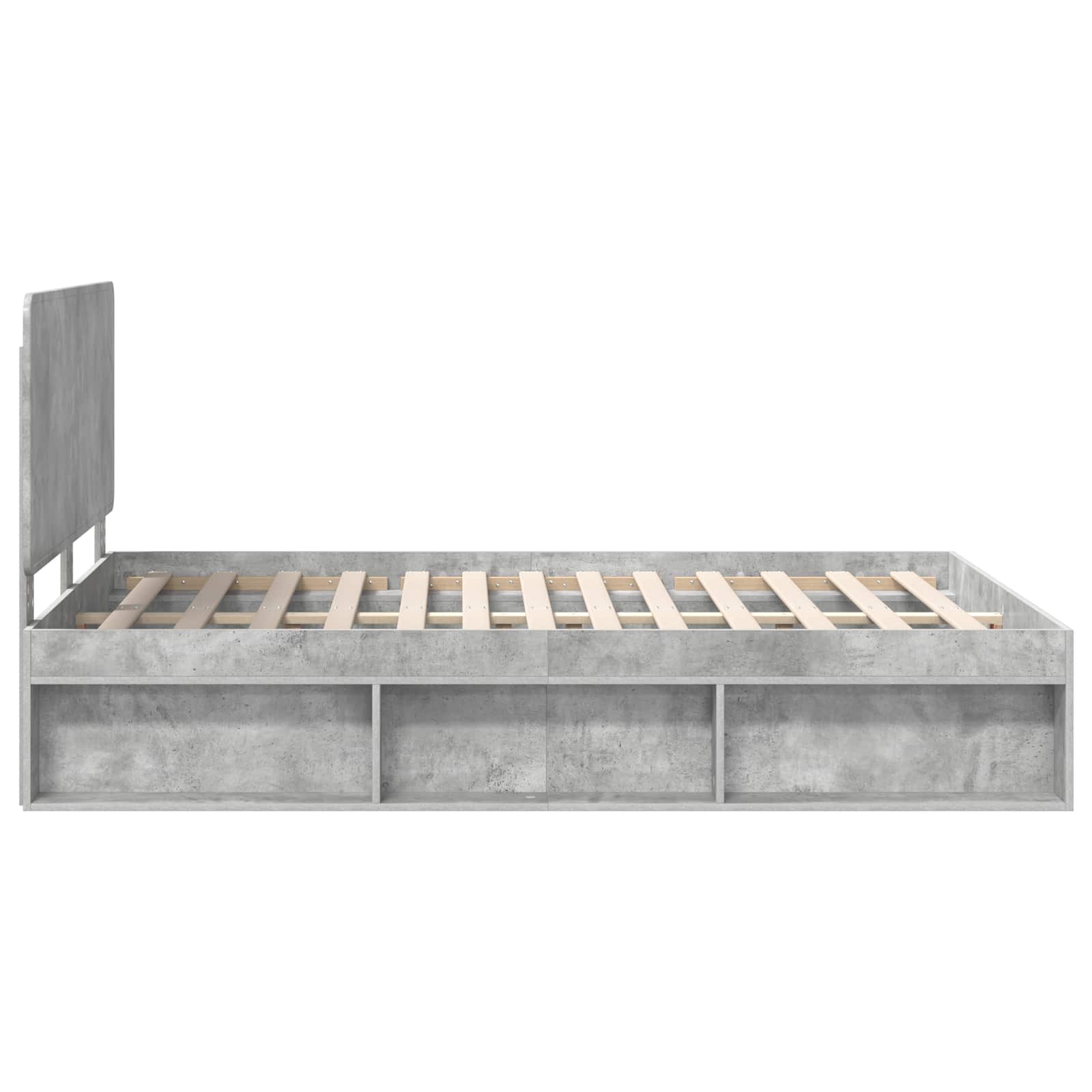 Cadre de lit avec tête de lit Béton 160 x 200 cm Pin massif - XIOS