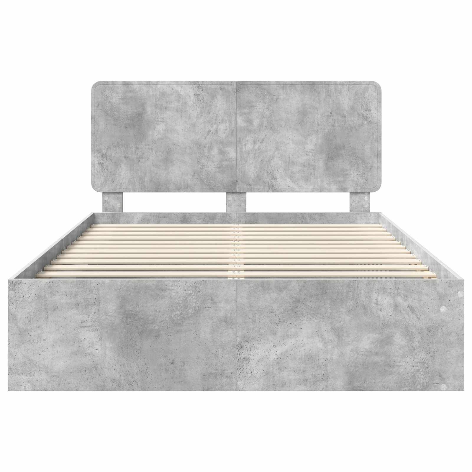 Cadre de lit avec tête de lit Béton 140 x 190 cm Pin massif - XIOS