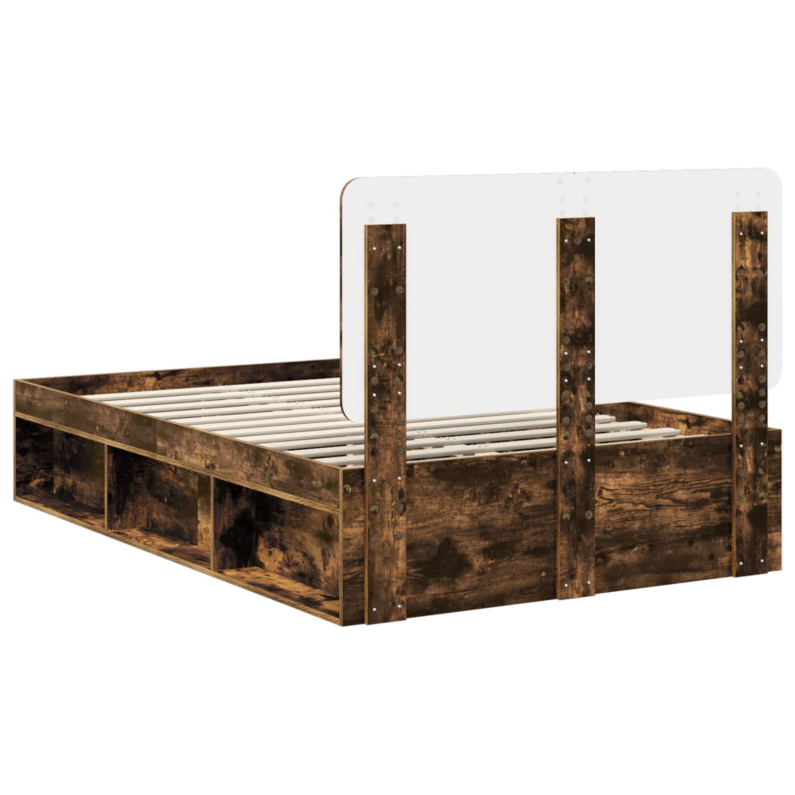 Cadre de lit Chêne fumé 135 x 190 cm Pin massif - XIOS