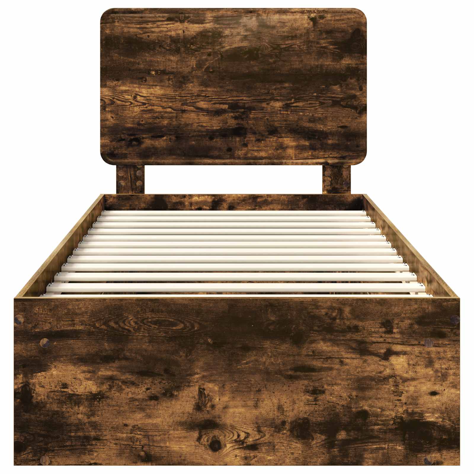 Cadre de lit avec tête de lit Chêne fumé 90 x 190 cm Pin massif - XIOS