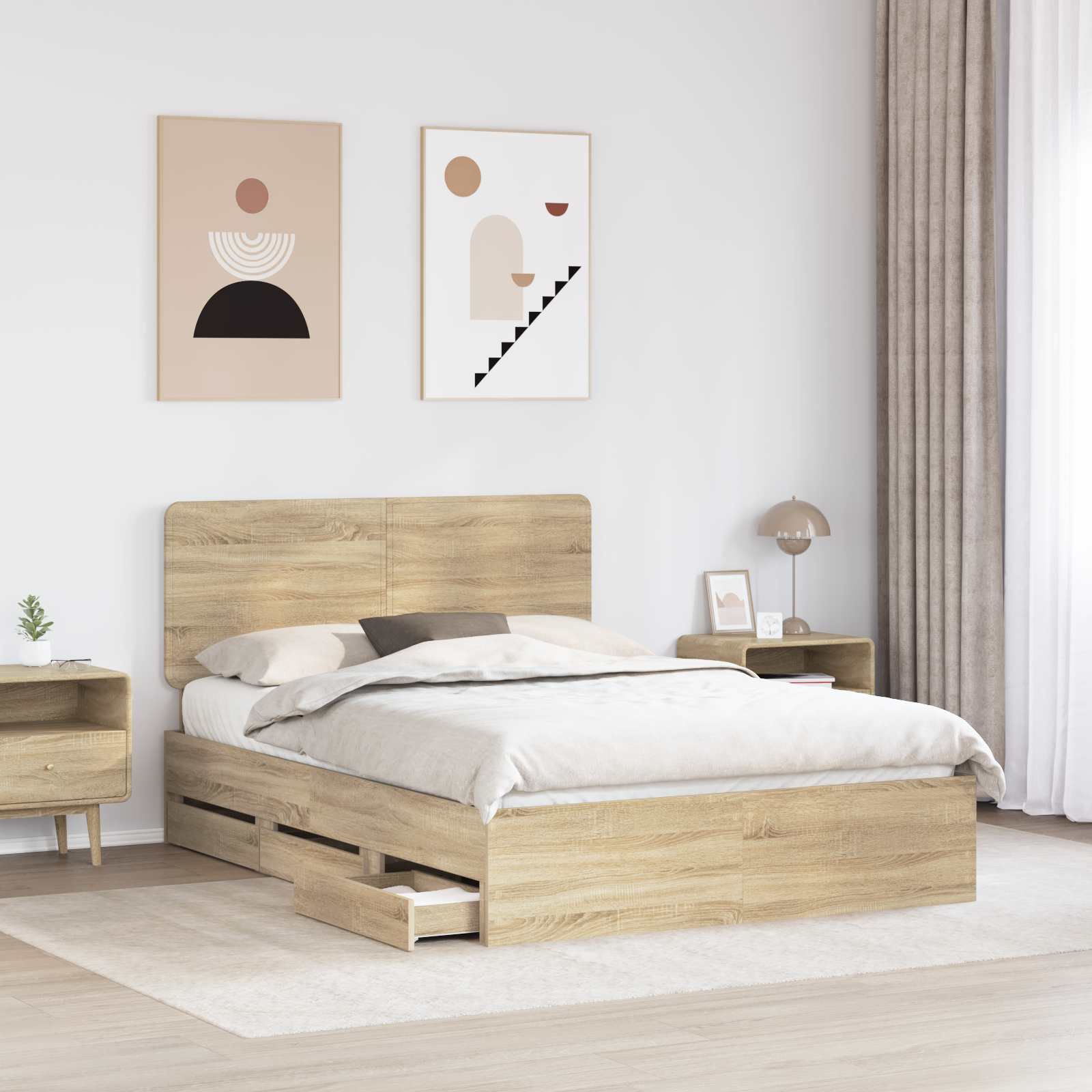 Cadre de lit Chêne Sonoma 140 x 190 cm Bois Ingénierie - XIOS